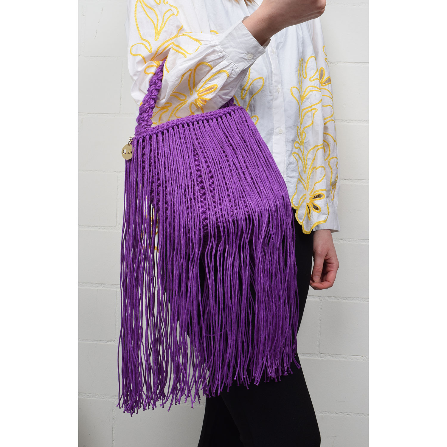 Vasilis & Roxani Basket Fringes Crochet Tasche Purple