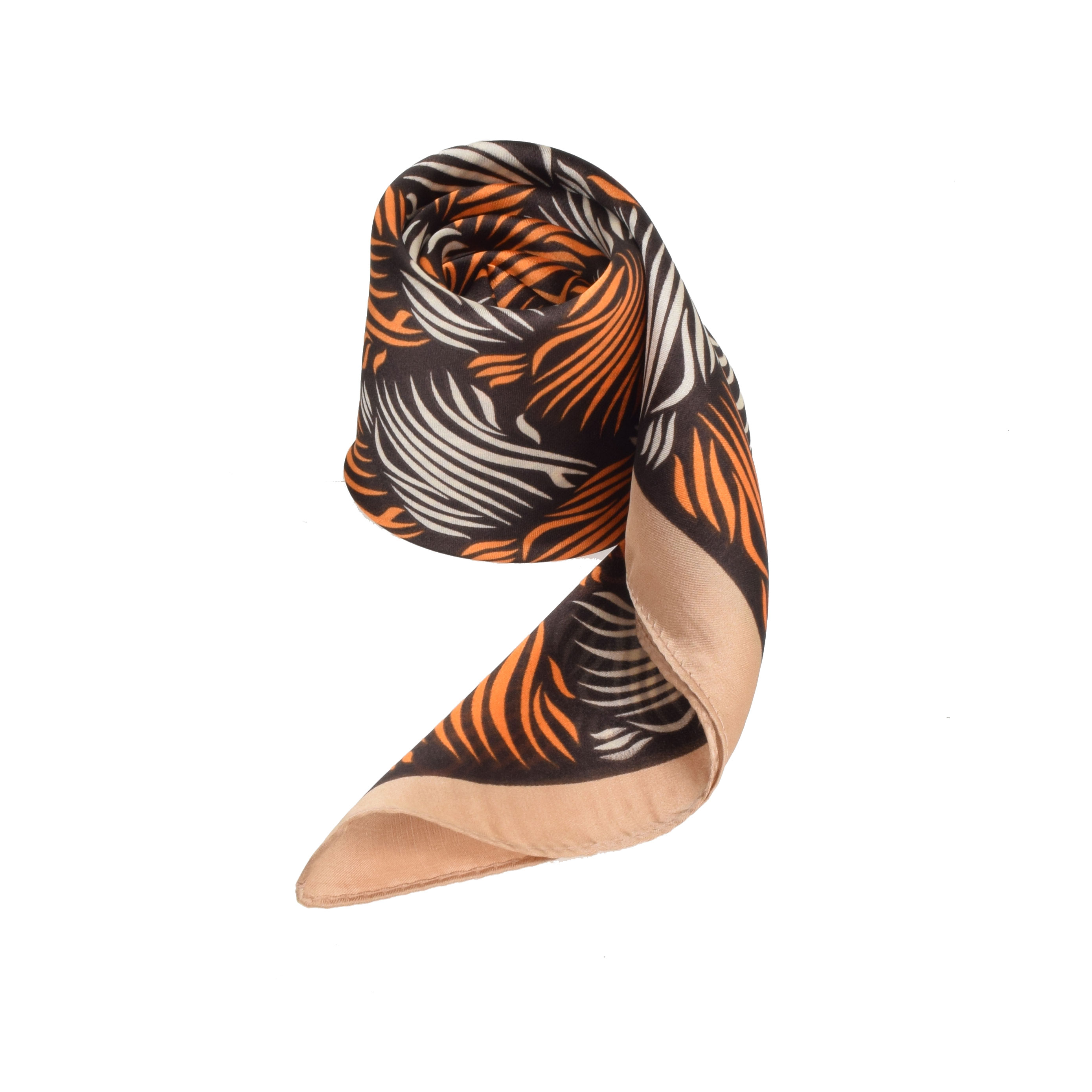 La Garçonne Accessoires Beausoleil Foulard mit mehrfarbigem Druck in Braun von La Garçonne Accessoires vorne