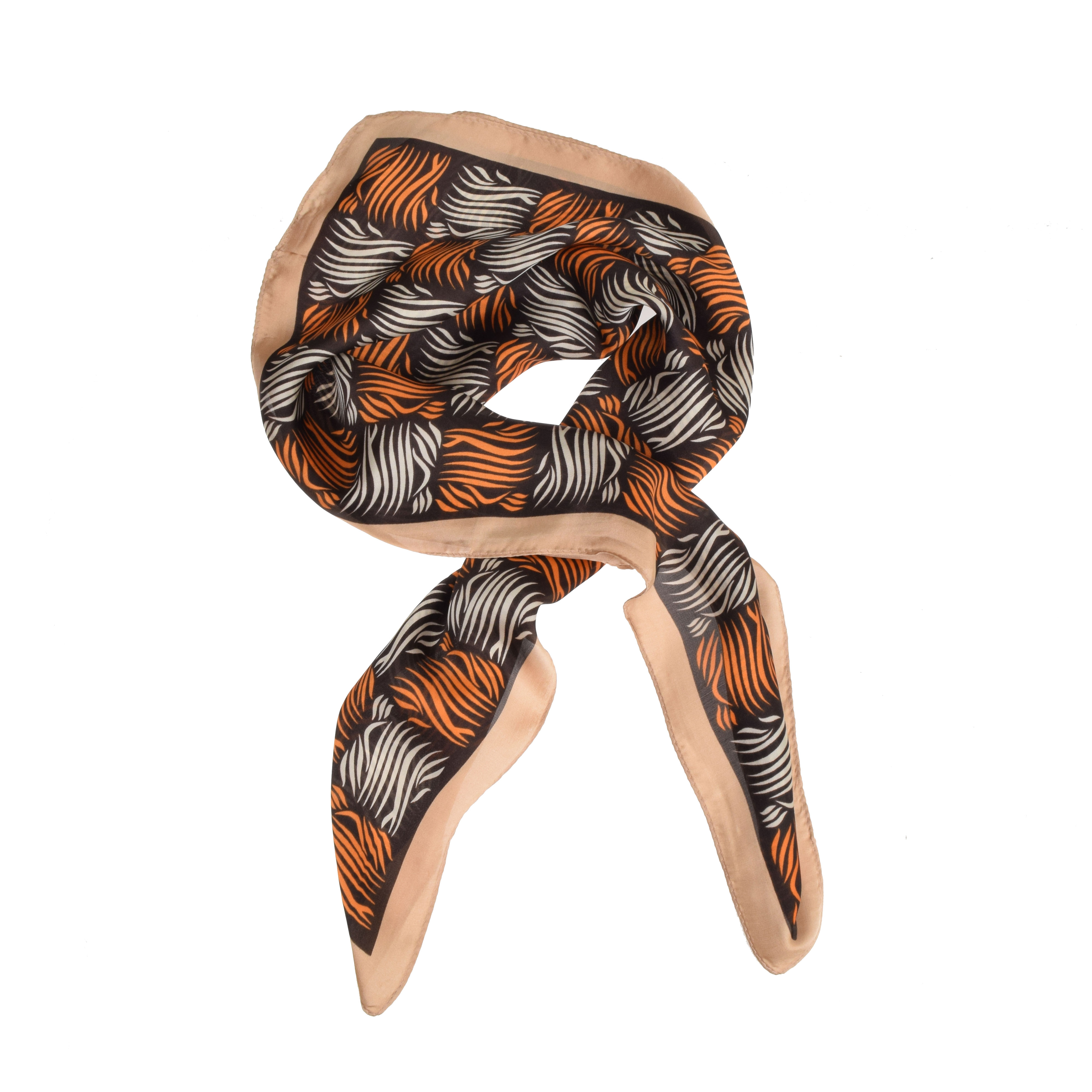 La Garçonne Accessoires Beausoleil Foulard mit mehrfarbigem Druck in Braun von La Garçonne Accessoires vorne