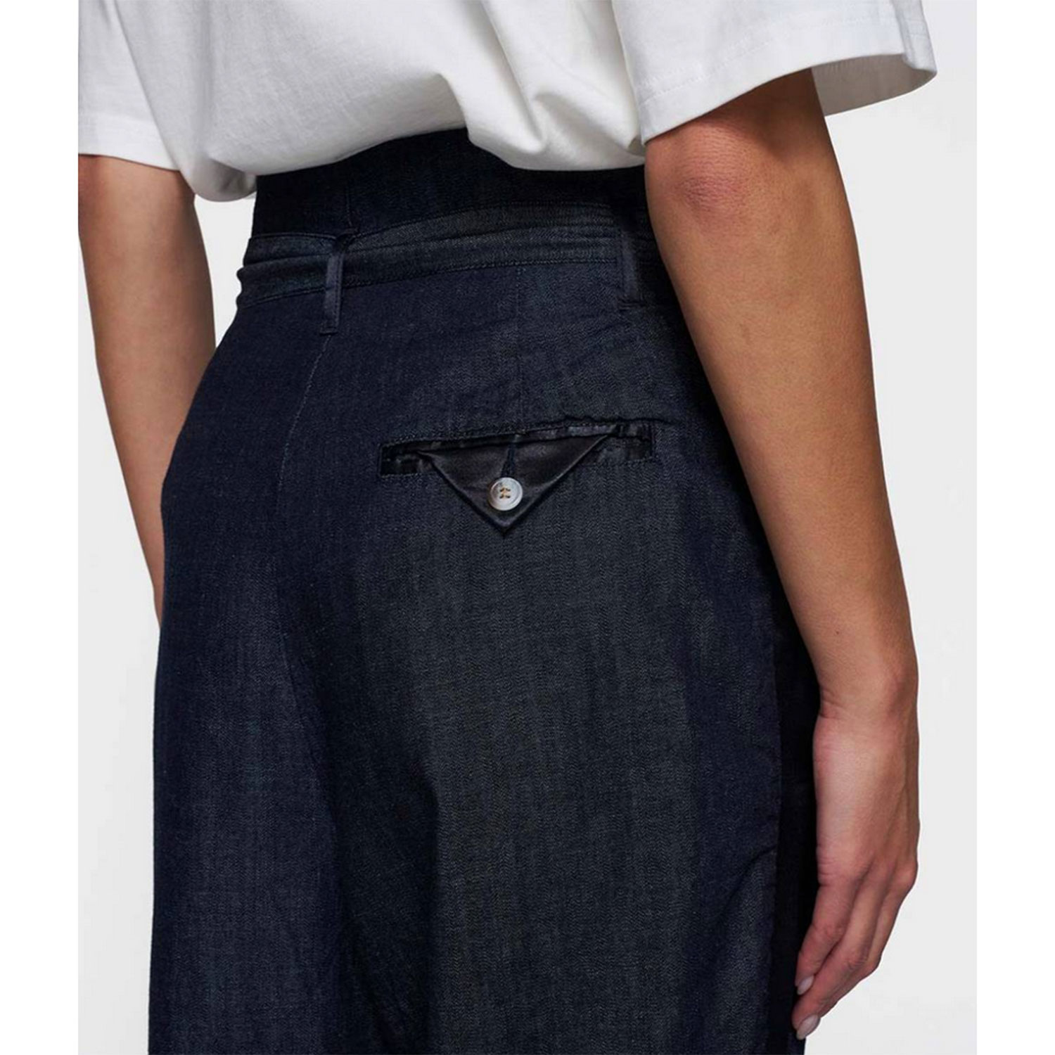 10DAYS Belted Wide Leg Hose in Dunkelblau mit Gürtel und Satinstoff-Einsätze von 10DAYS Details