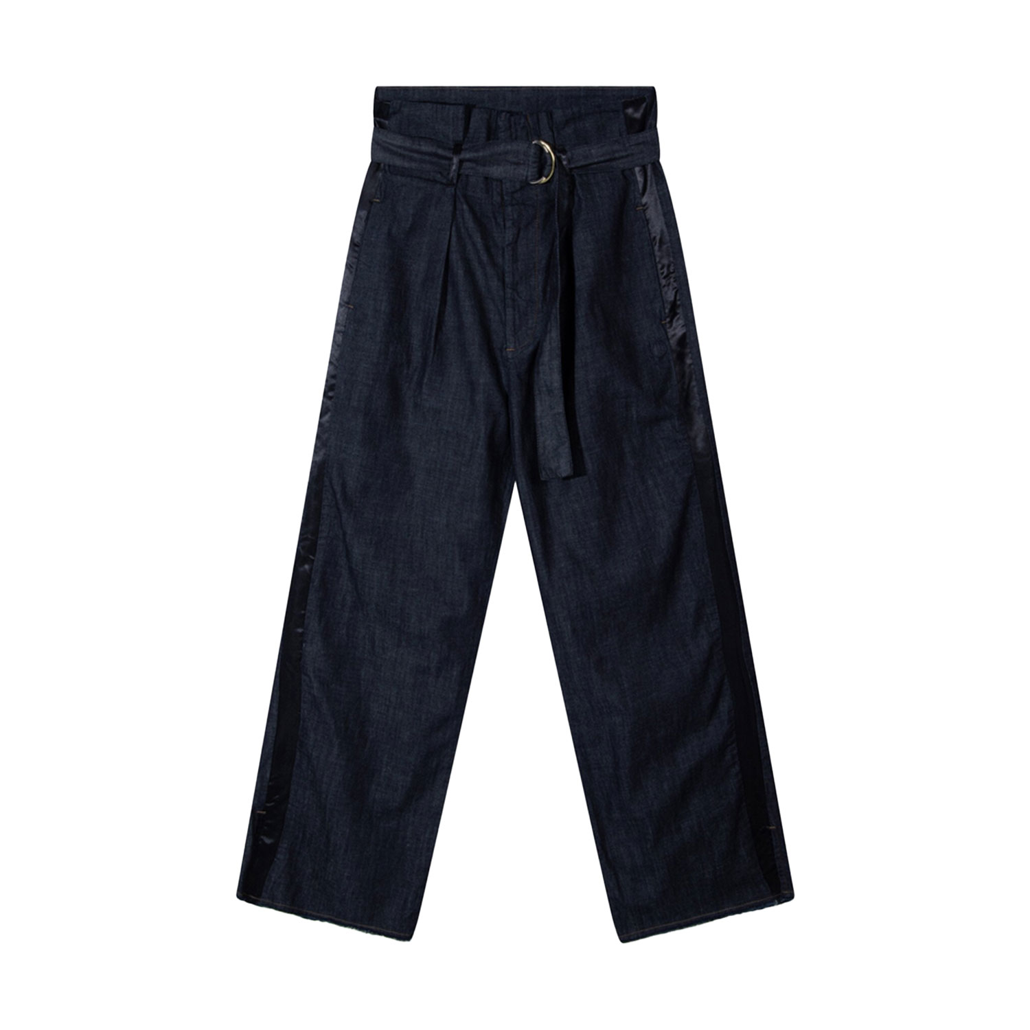 10DAYS Belted Wide Leg Hose in Dunkelblau mit Gürtel und Satinstoff-Einsätze von 10DAYS vorne