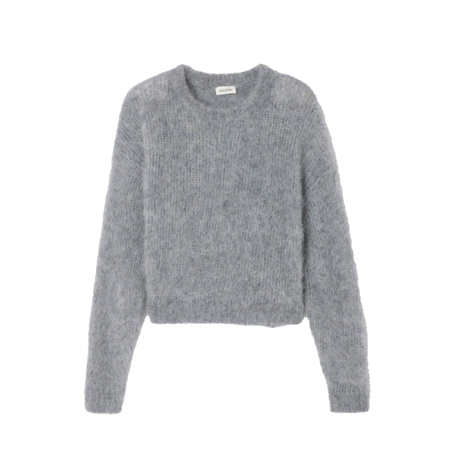 American Vintage Bymi Strickpullover mit Rundhals-Ausschnitt in Grau von American Vintage. Vorne