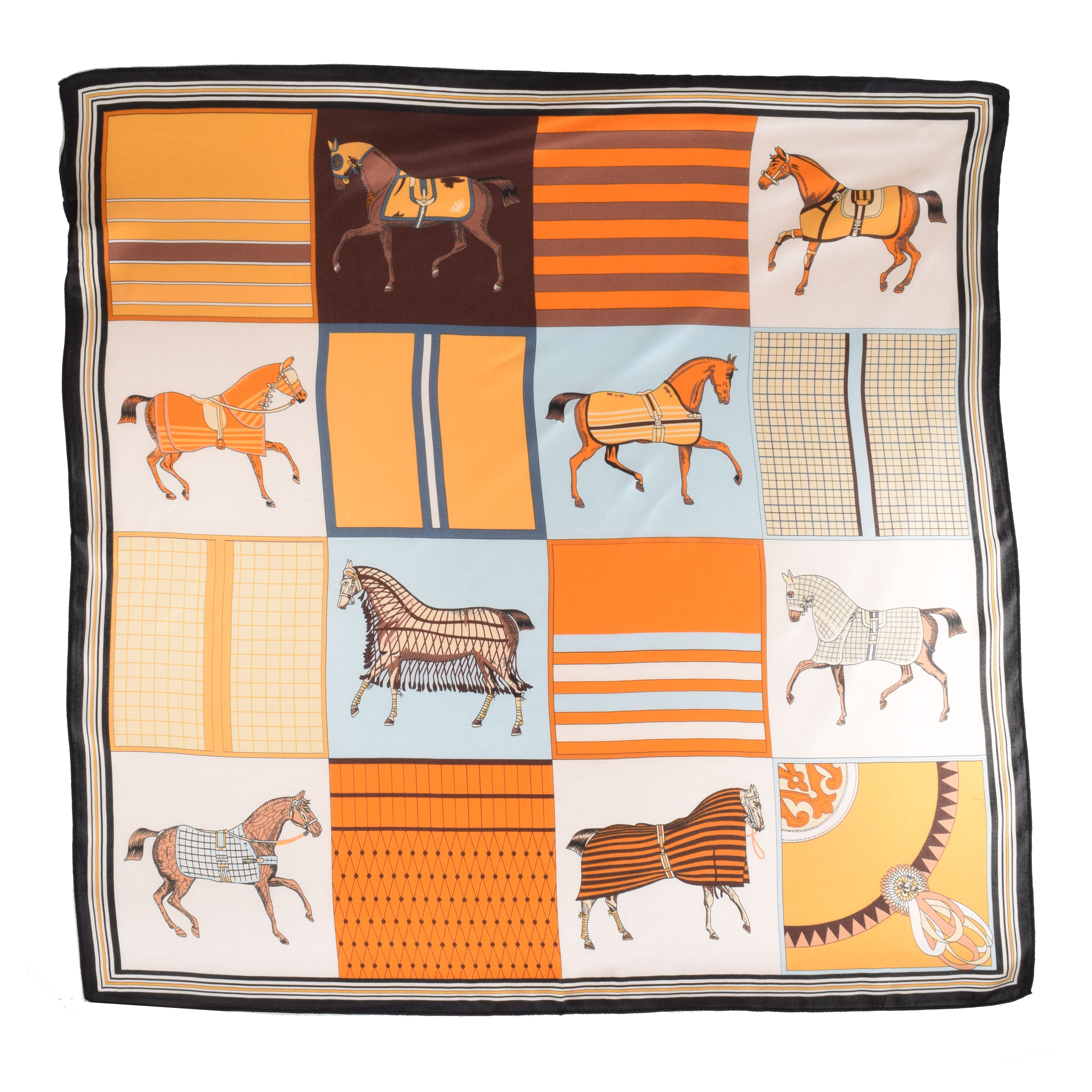 La Garçonne Accessoires Caille Seidenfoulard mit mehrfarbigem Druck von La Garconne Accessoires offen