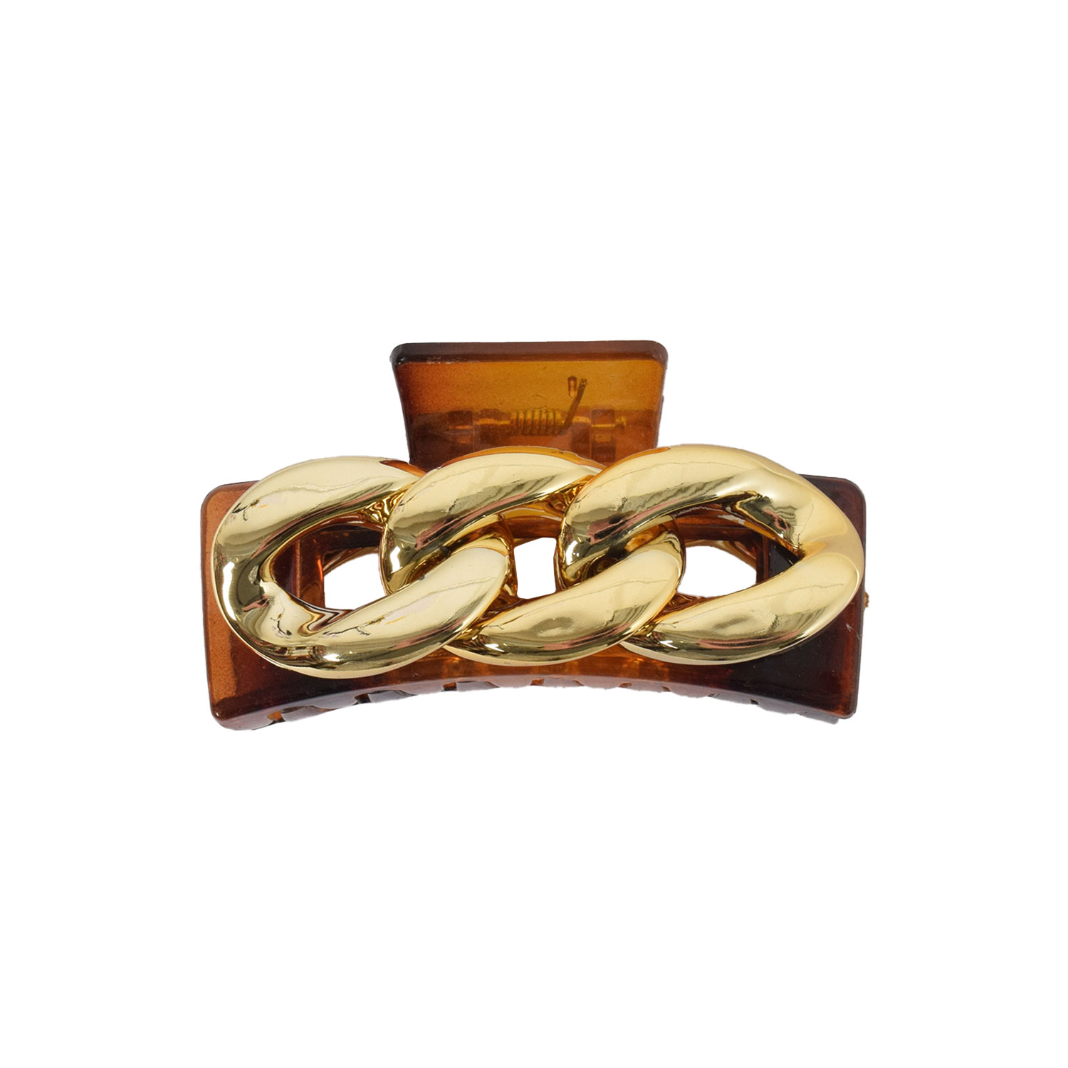 J'adore Chain Haarklammer in Braun Transparent mit goldenem Goldketten-Detail vorne