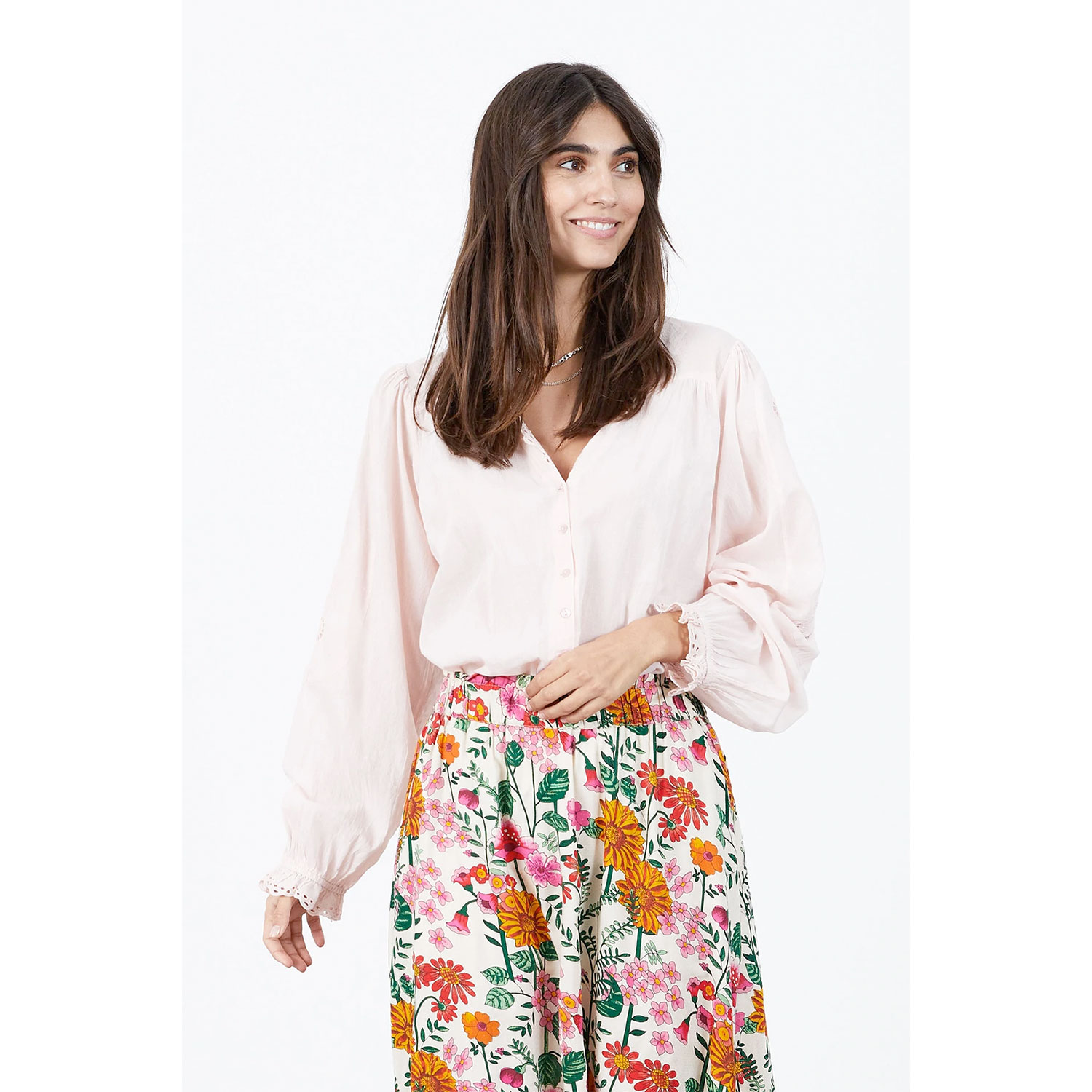 Lolly's Laundry Charles Lollys Laundry Bluse rosa Model vorne