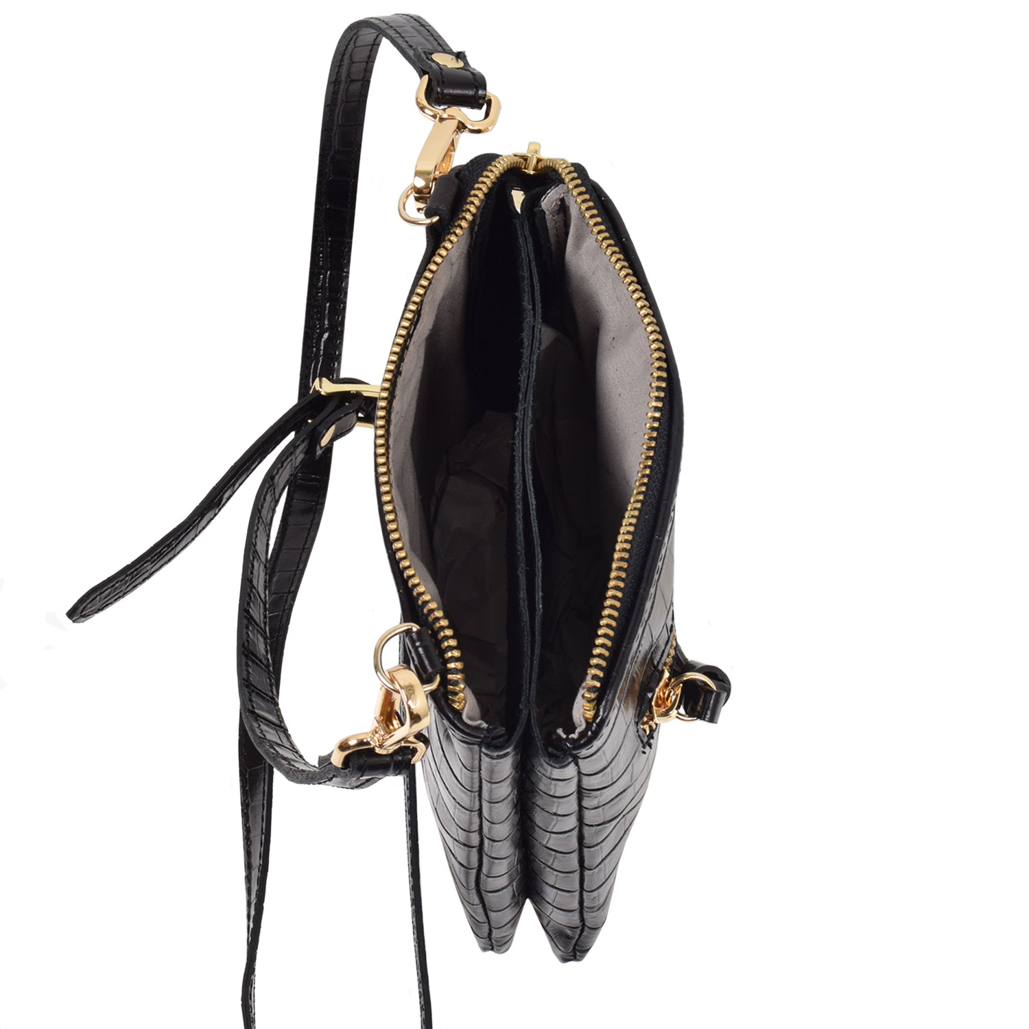 La Garçonne Accessoires Cherie La Garçonne Tasche Schwarz Kroko innen