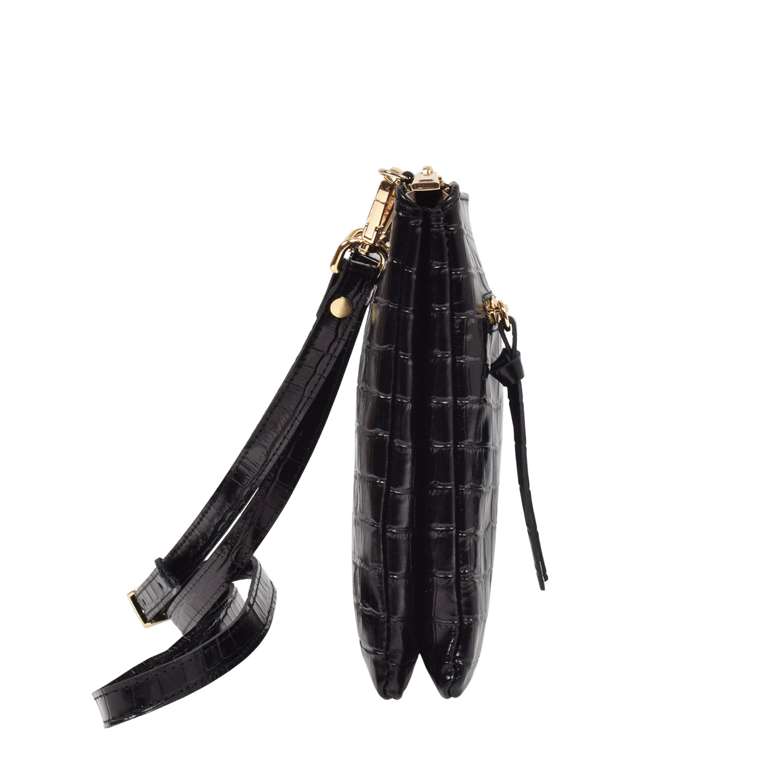 La Garçonne Accessoires Cherie Umhängetasche Kroko Black