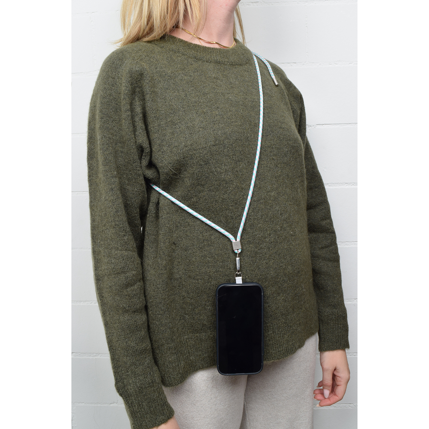 La Garçonne Accessoires Classic Handykette Pistache Pink Silver