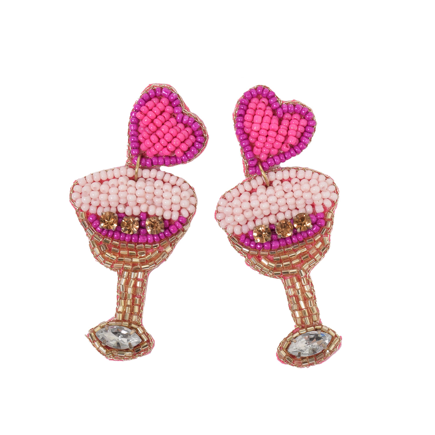 La Garçonne Bijoux Cüppli mit Herz La Garçonne Bijoux Ohrstecker Pink vorne