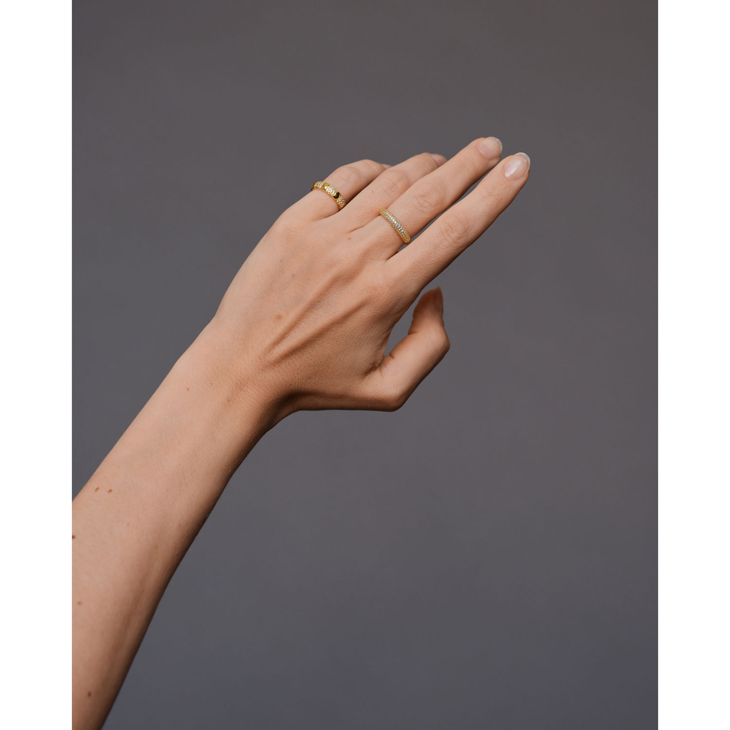 Philippa Studios Cushion Pave Ring White Vergoldet