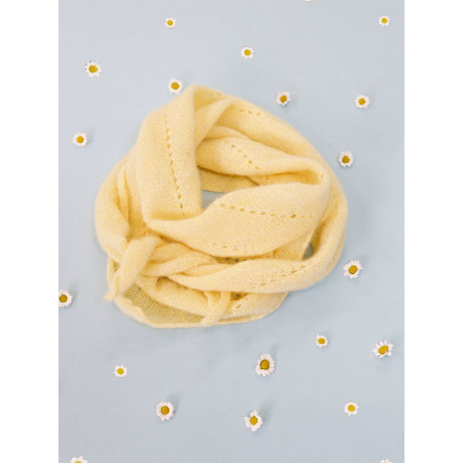 Black Colour Dell Knitted Mini Schal Pastel Yellow