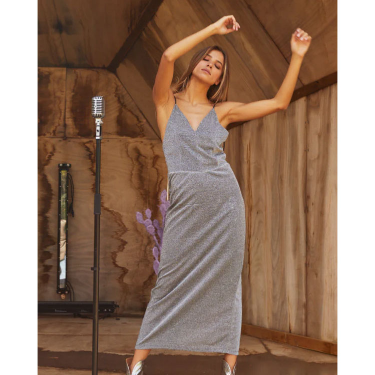 Karma Koma Diaz Karma Koma Kleid Silber Model vorne