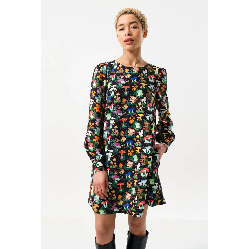 Louche Didee Toadstool Kleid mit mehrfarbigem Muster von Louche Model vorne