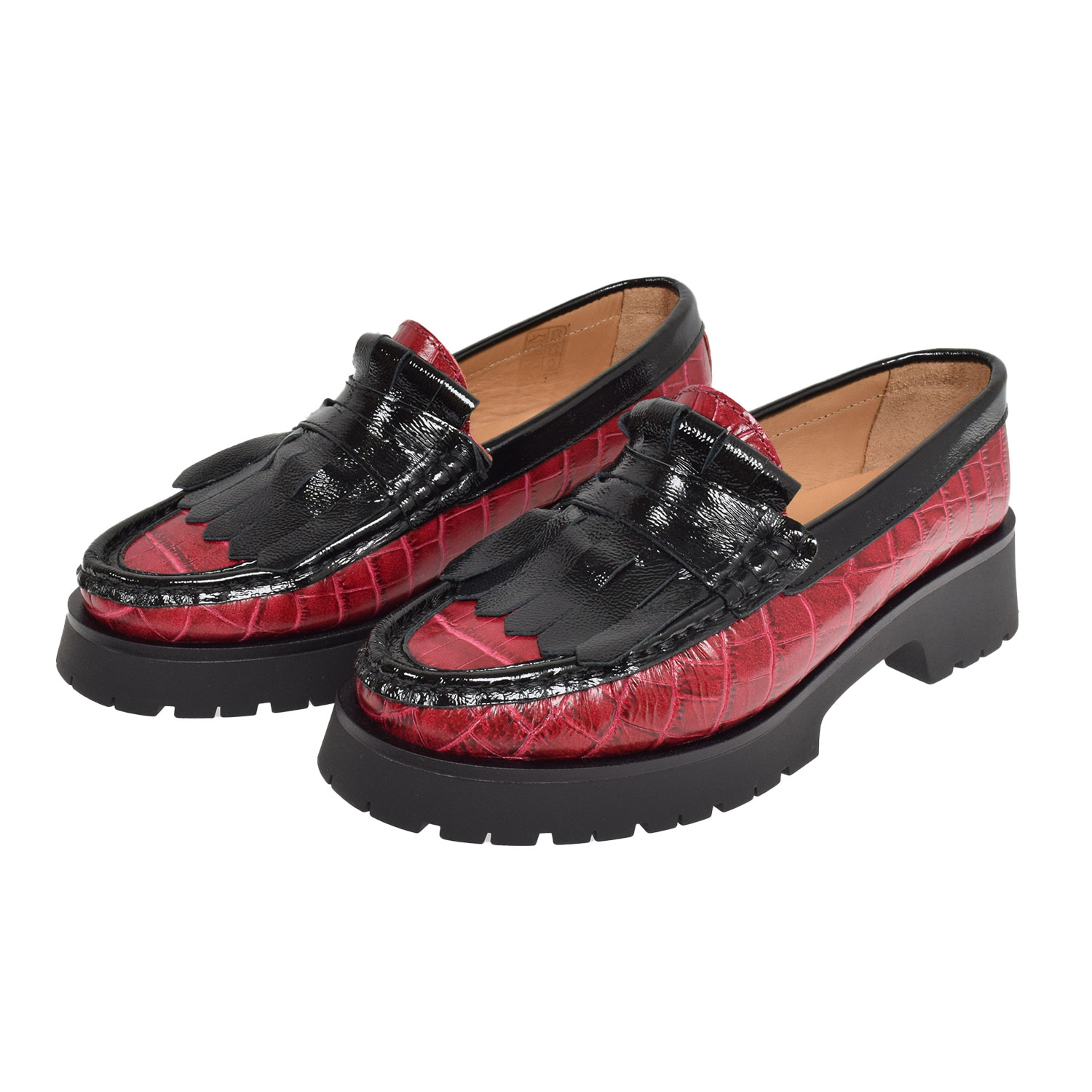 Dolores Loafer Cocodrilo Red Black