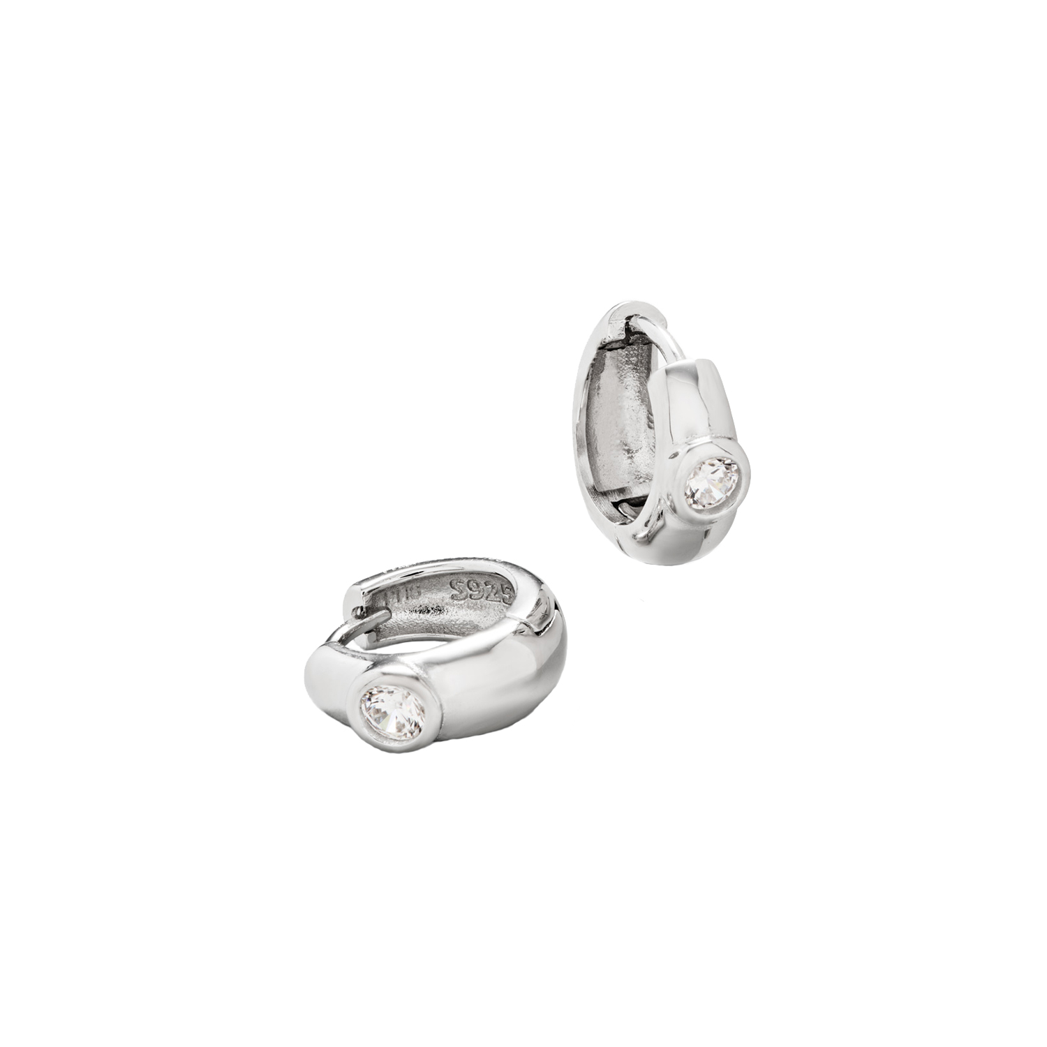 Philippa Studios Dome Hoops White Small Ohrringe Silber