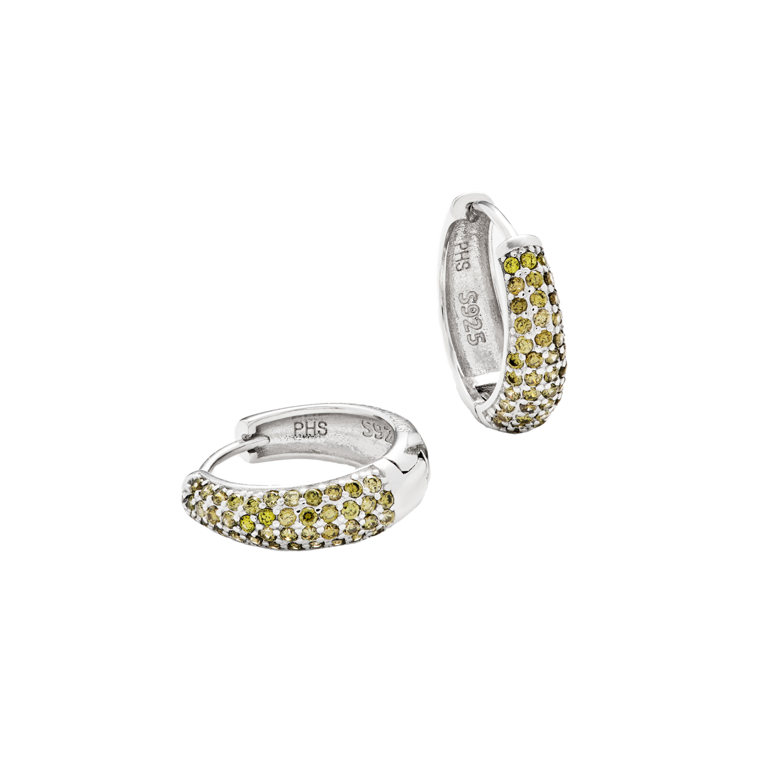 Philippa Studios Dome Pave Hoops Medium Philippa Studios Ohrringe Peridot Silber