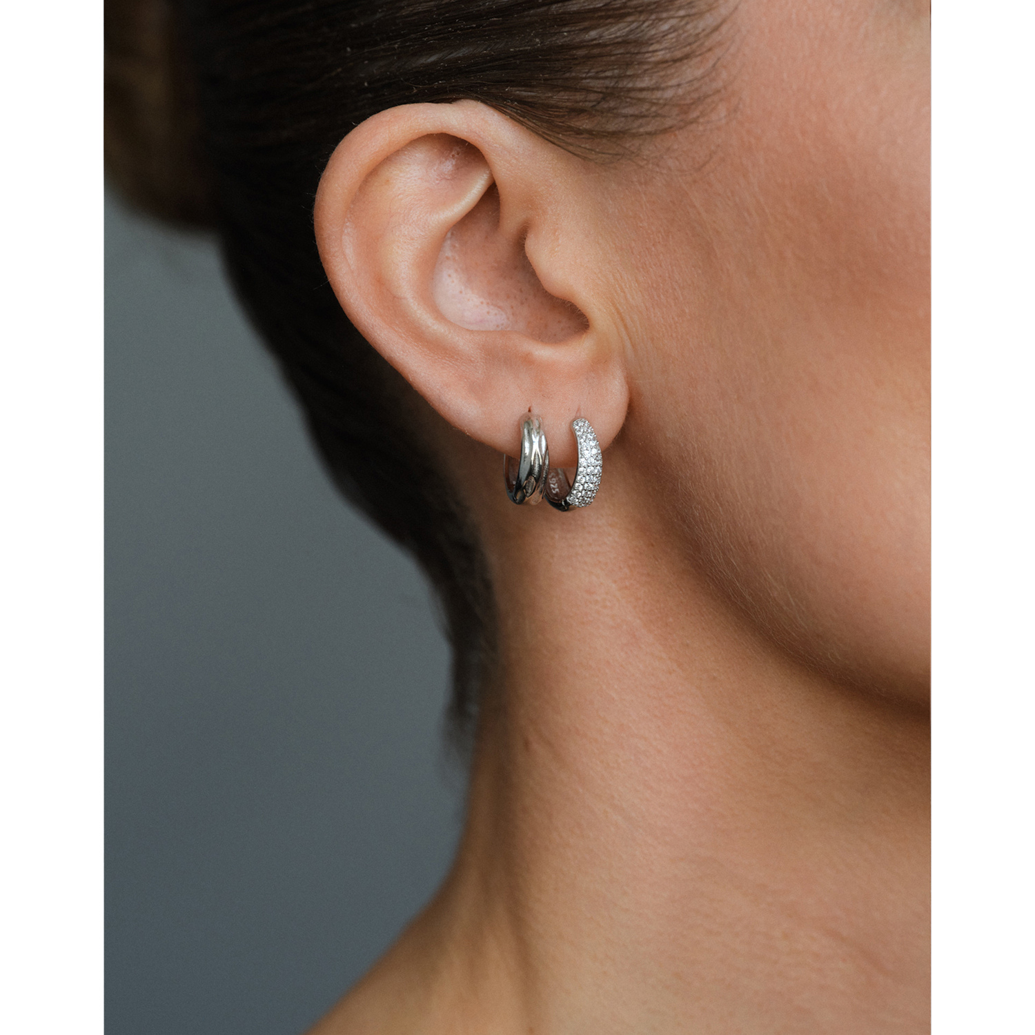 Philippa Studios Dome Pave Hoops Philippa Studios Ohrringe Silber Model