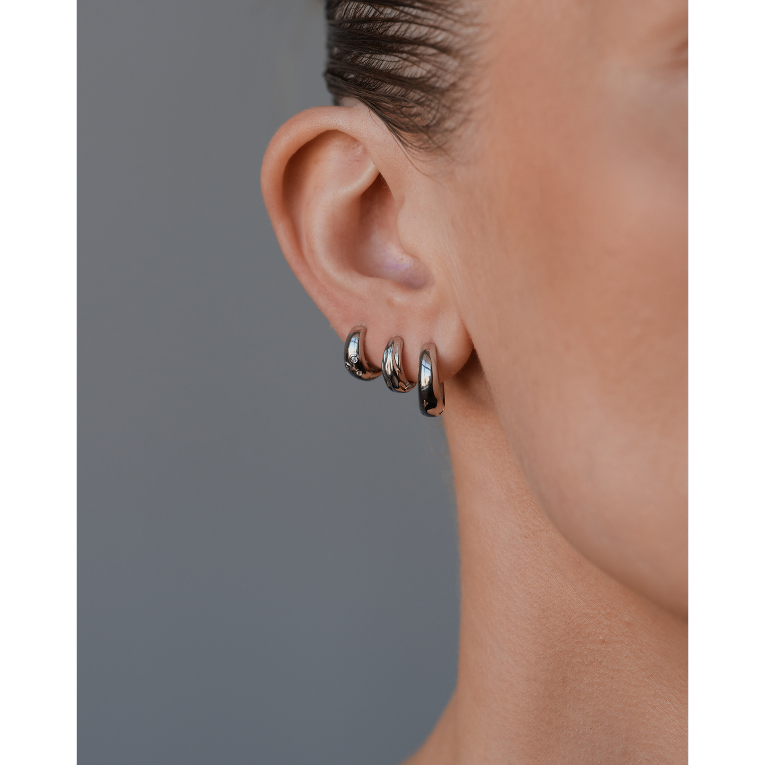 Philippa Studios Dome Trio Hoops Small Philippa Studios White Silber Model