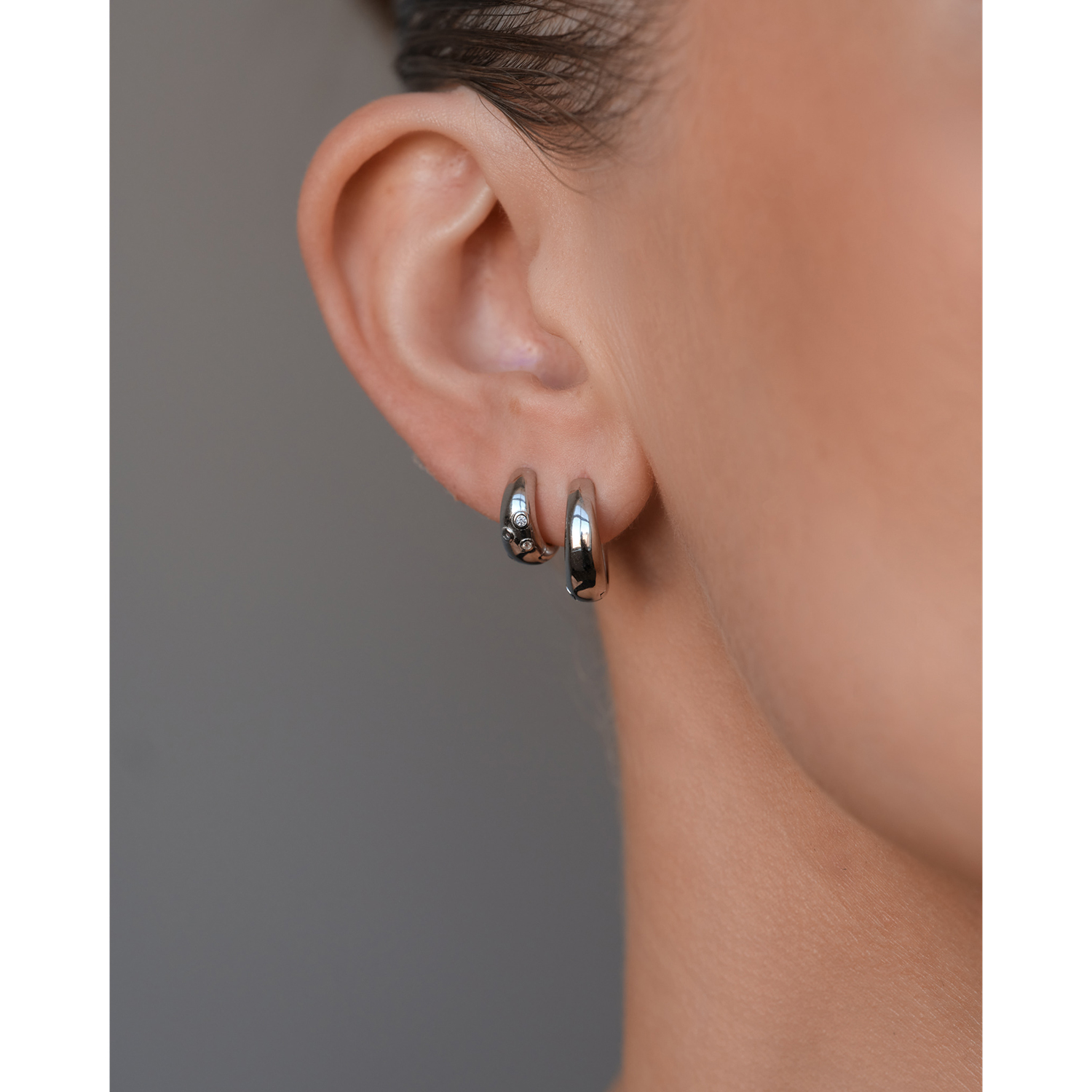 Philippa Studios Dome Trio Hoops Small Philippa Studios White Silber Model