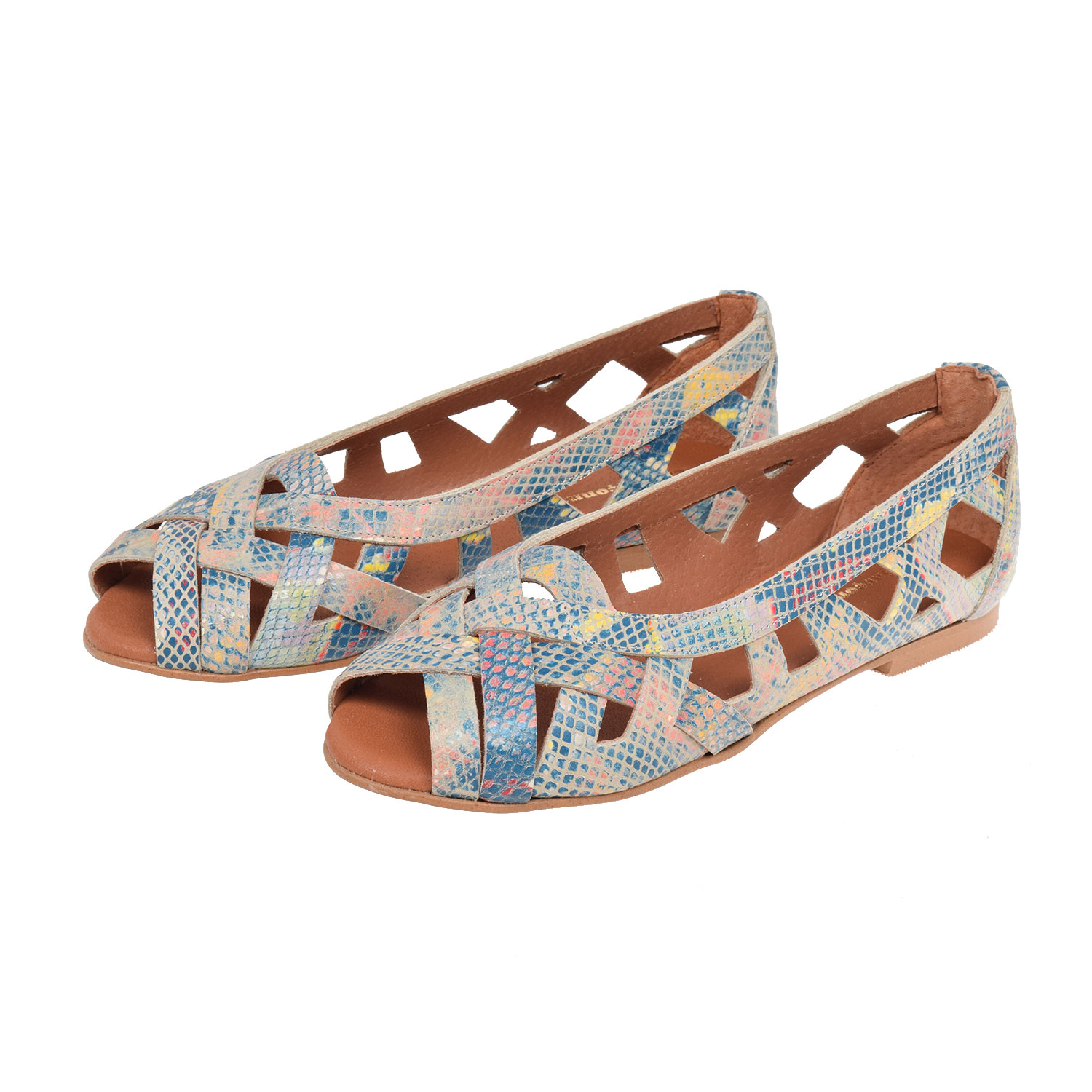 La Garçonne Doreen La Garçonne Sandale Beige Schlangenmuster vorne