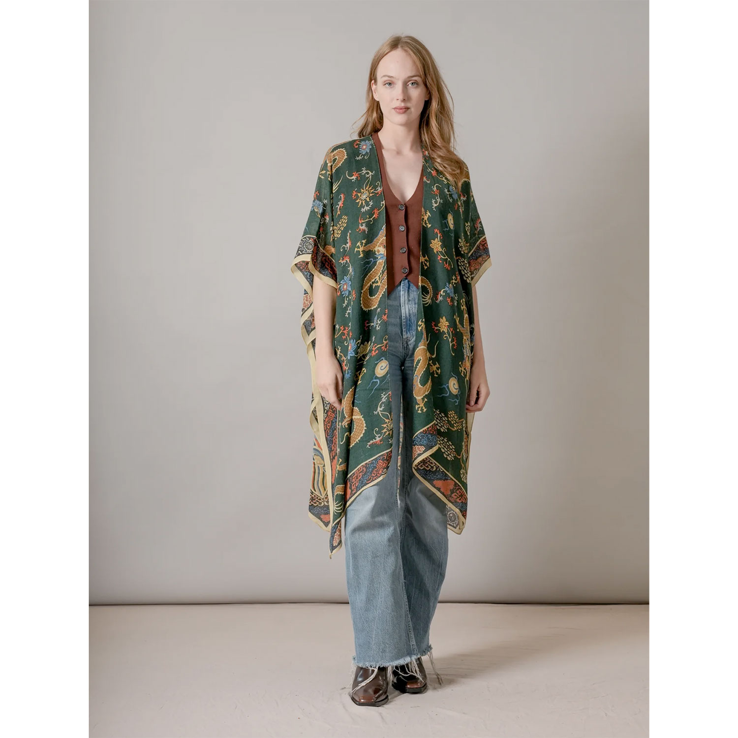 One Hundred Stars Dragon Throwover Wool Green