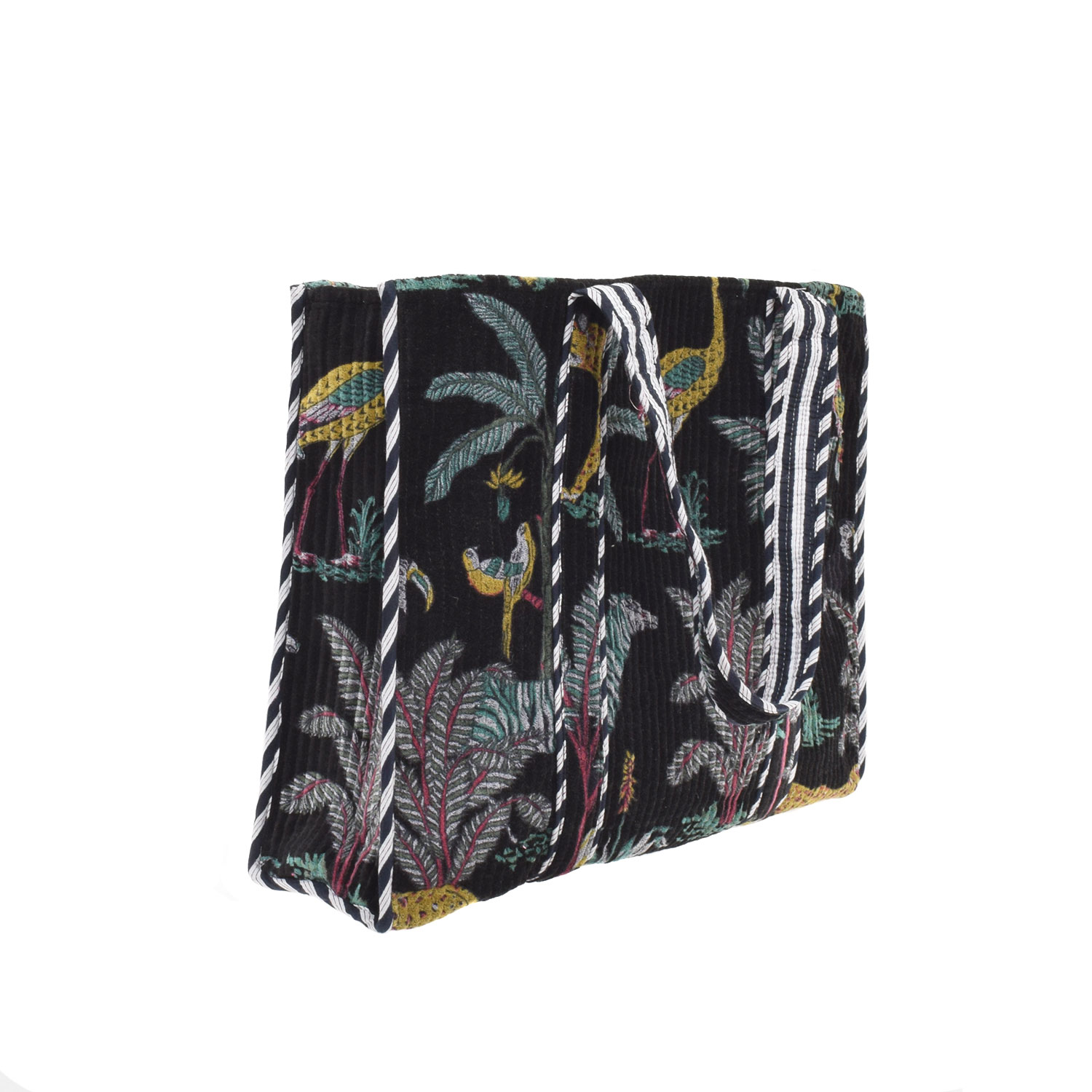 Le Trésor Du Monde Dschungel Large Velourstasche Schwarz