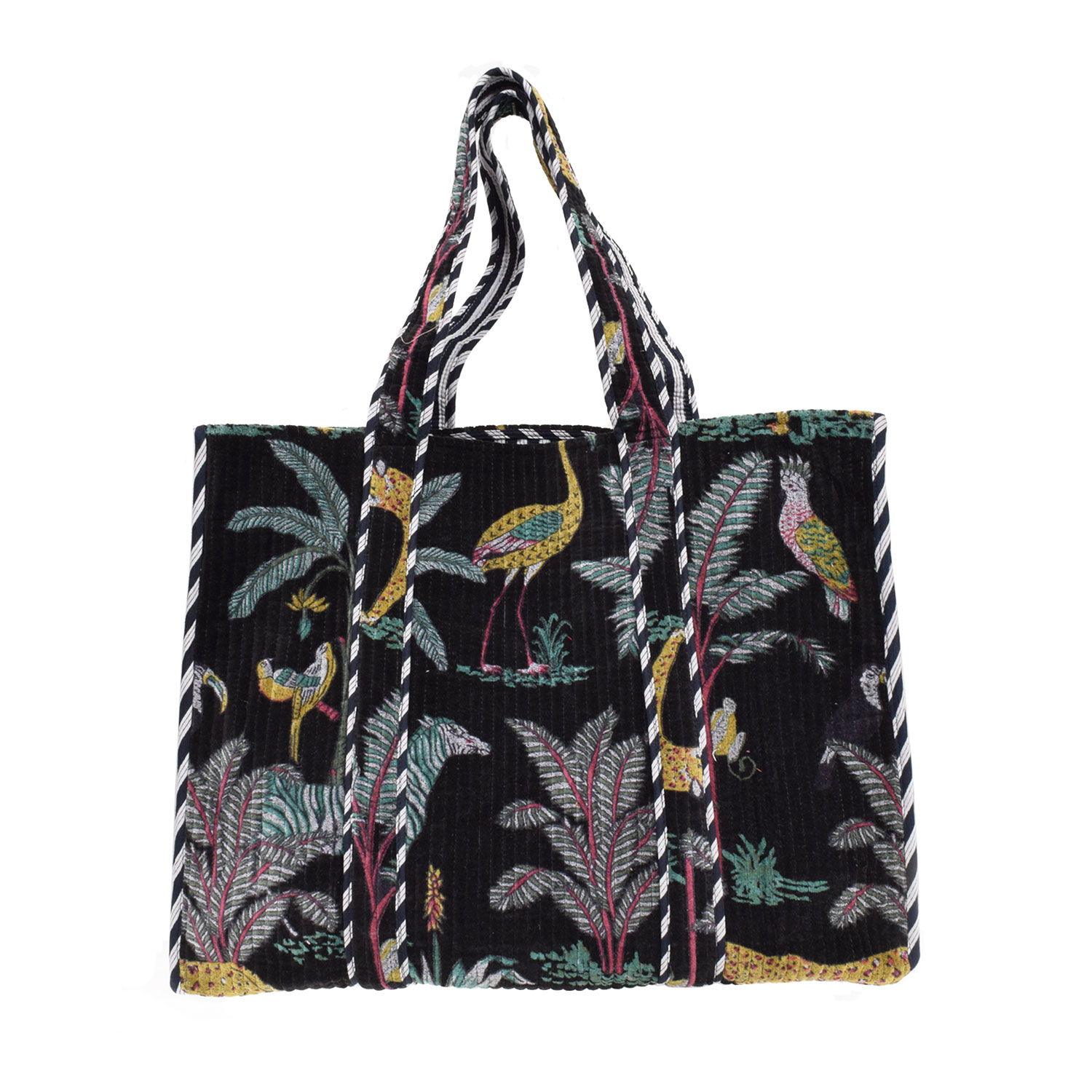 Le Trésor Du Monde Dschungel Large Velourstasche Schwarz