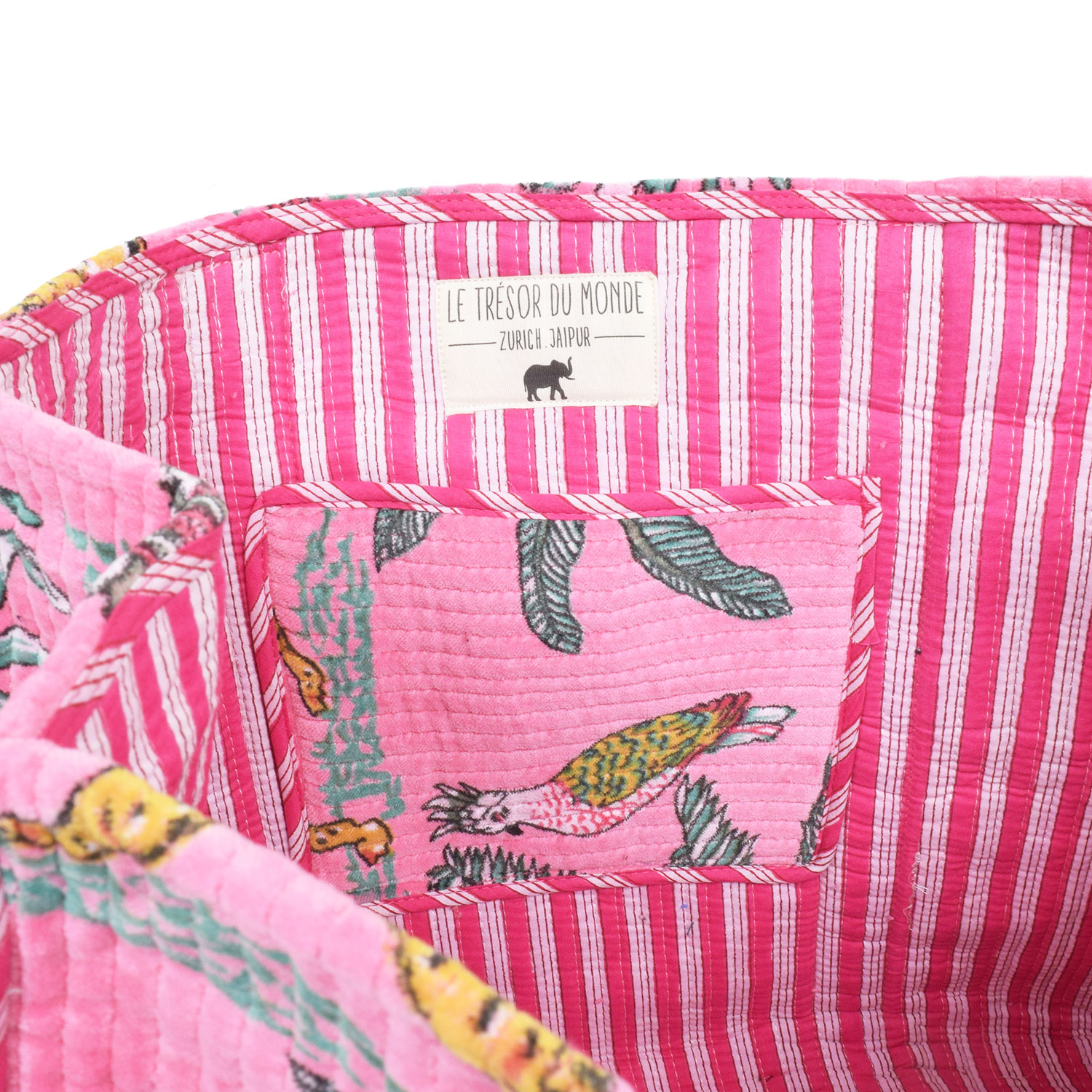 Le Trésor Du Monde Dschungel Medium Velourstasche Pink
