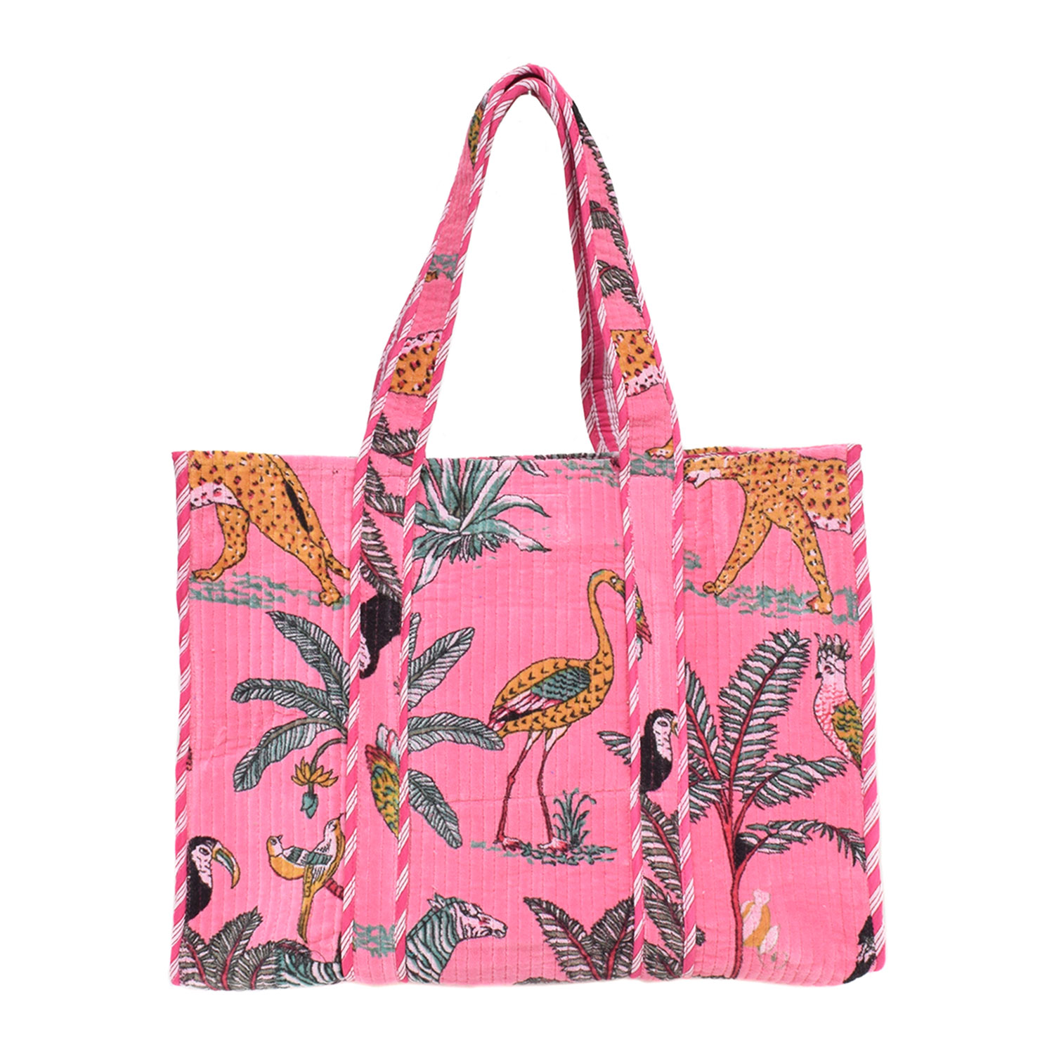 Dschungel Medium Velourstasche Pink