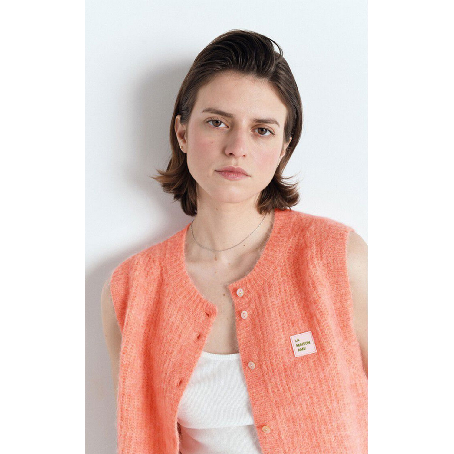 American Vintage East Gilet White Peach Melange