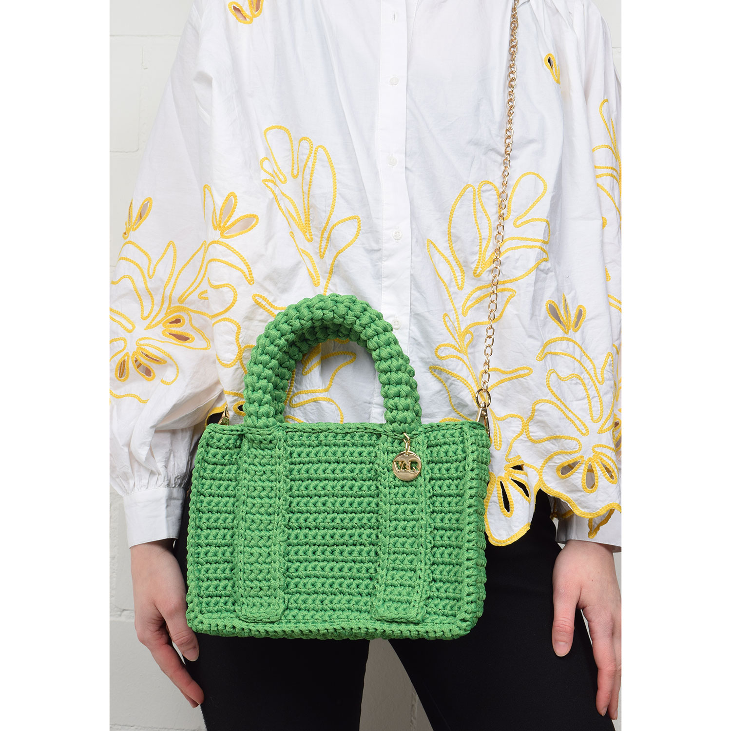 Vasilis & Roxani Eleonora Chain Crochet Tasche Green