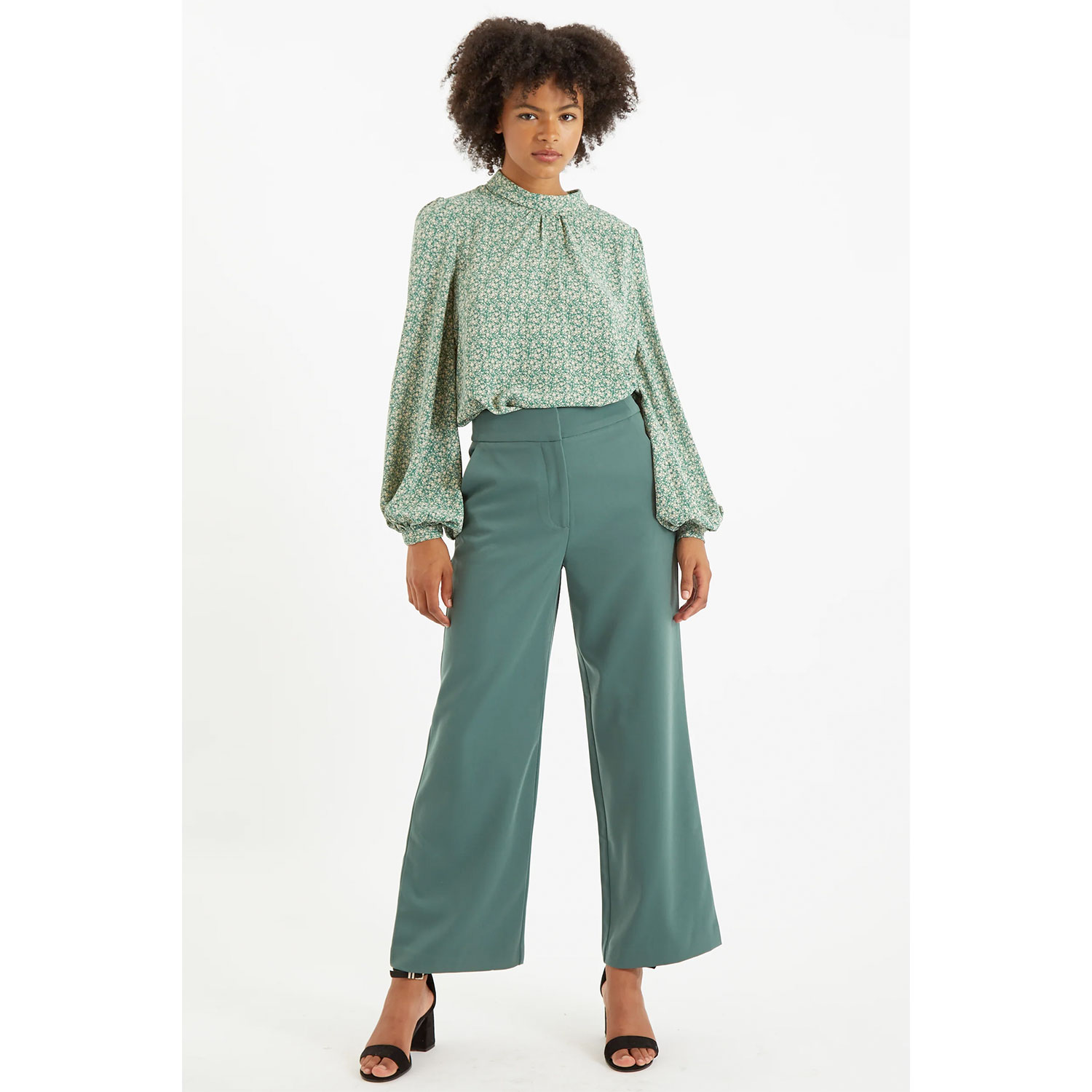 Louche Elina Wide Leg Hose Dark Green