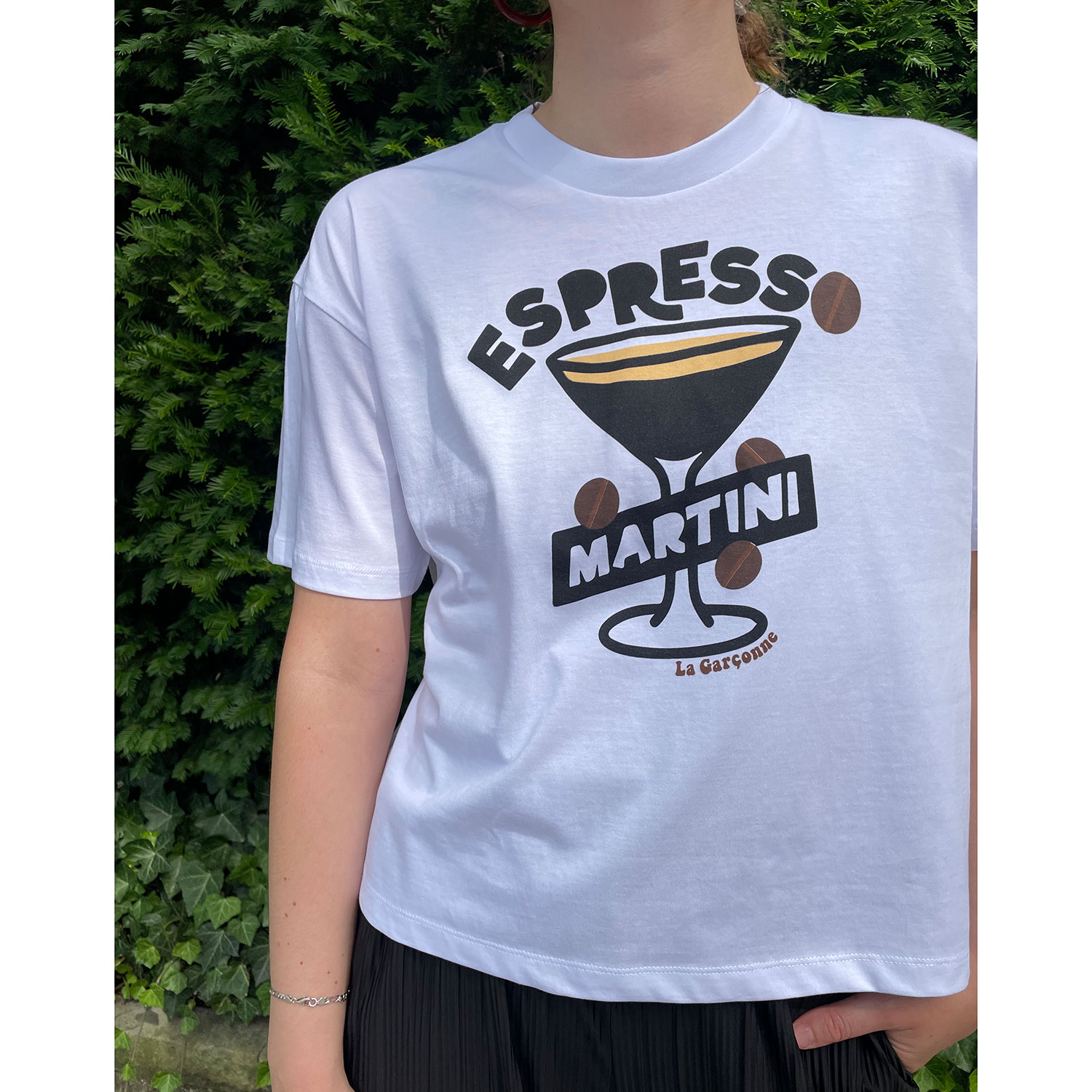 La Garçonne Vetements Espresso Martini La Garçonne Vetements Boxy T-Shirt Weiss Model Detail