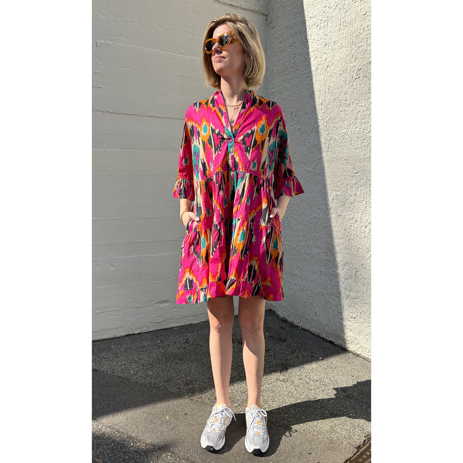 Eveline Short Kleid Ikat Pink