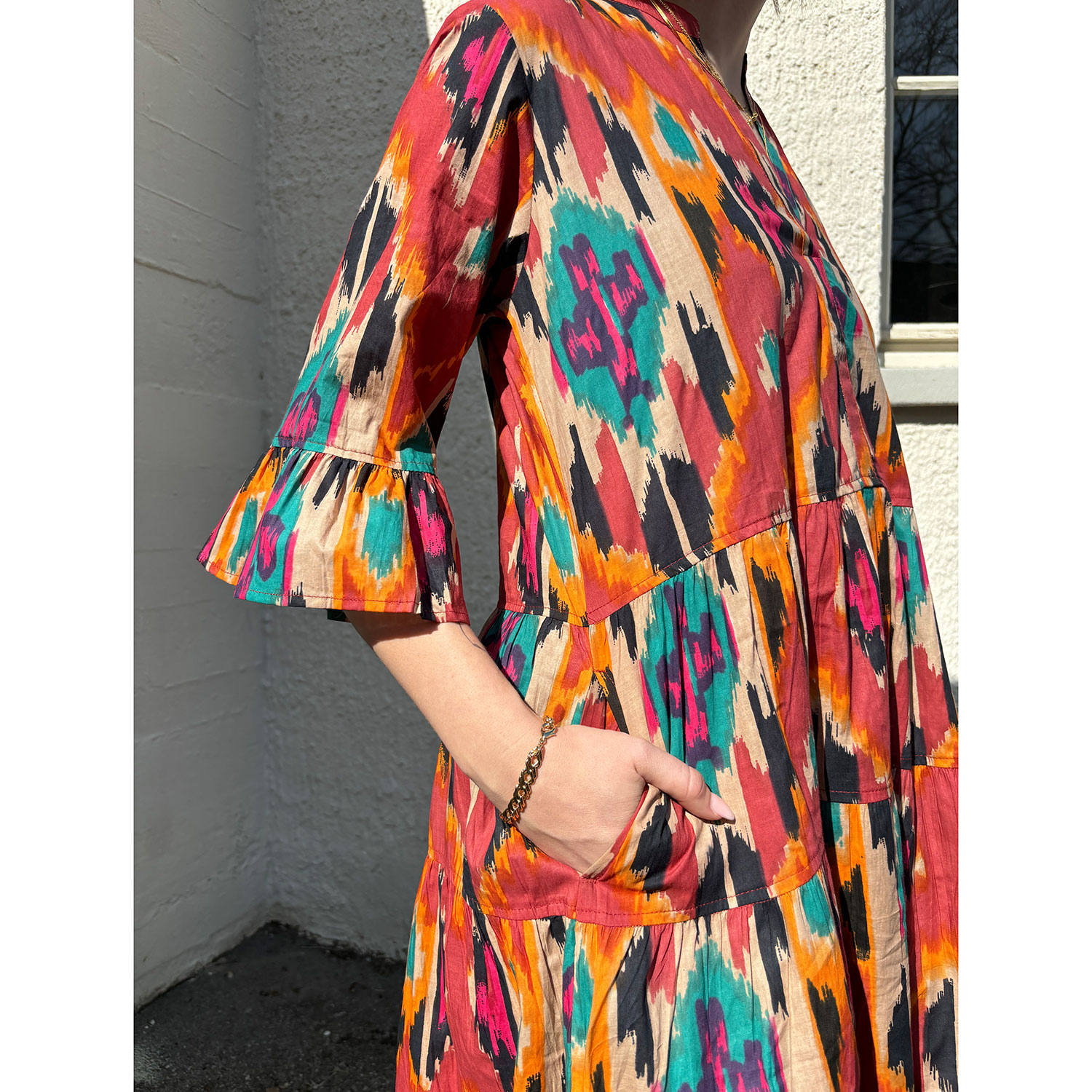 Le Trésor Du Monde Eveline Short Kleid Ikat Red