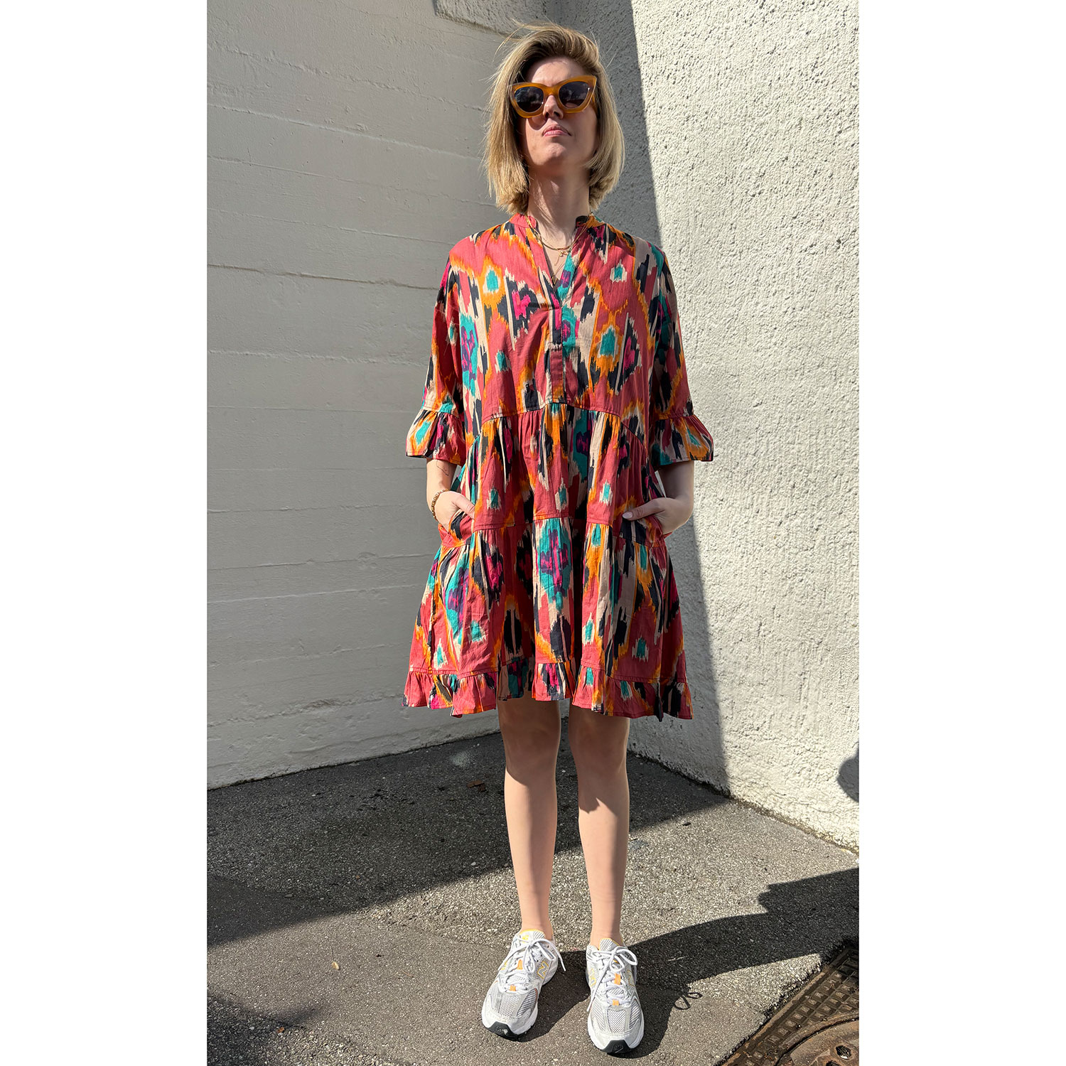 Le Trésor Du Monde Eveline Short Kleid Ikat Red