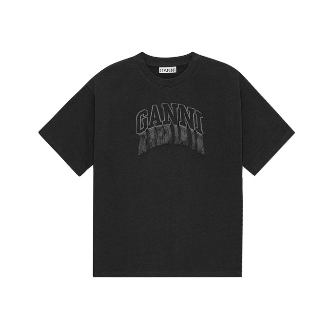 Ganni Fringe Ganni T-Shirt Schwarz vorne