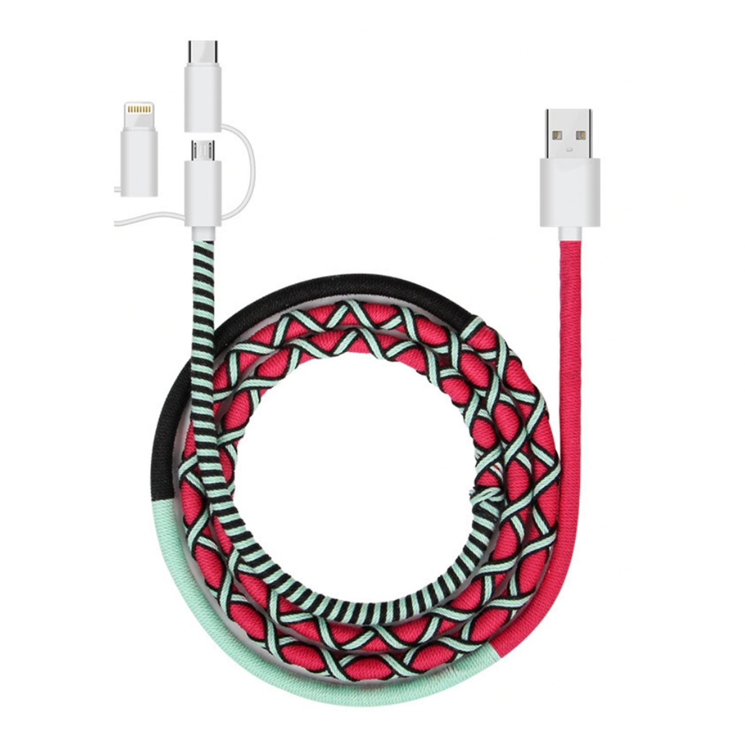 La Garçonne Accessoires Ladekabel Textil Fuchsia/Mint