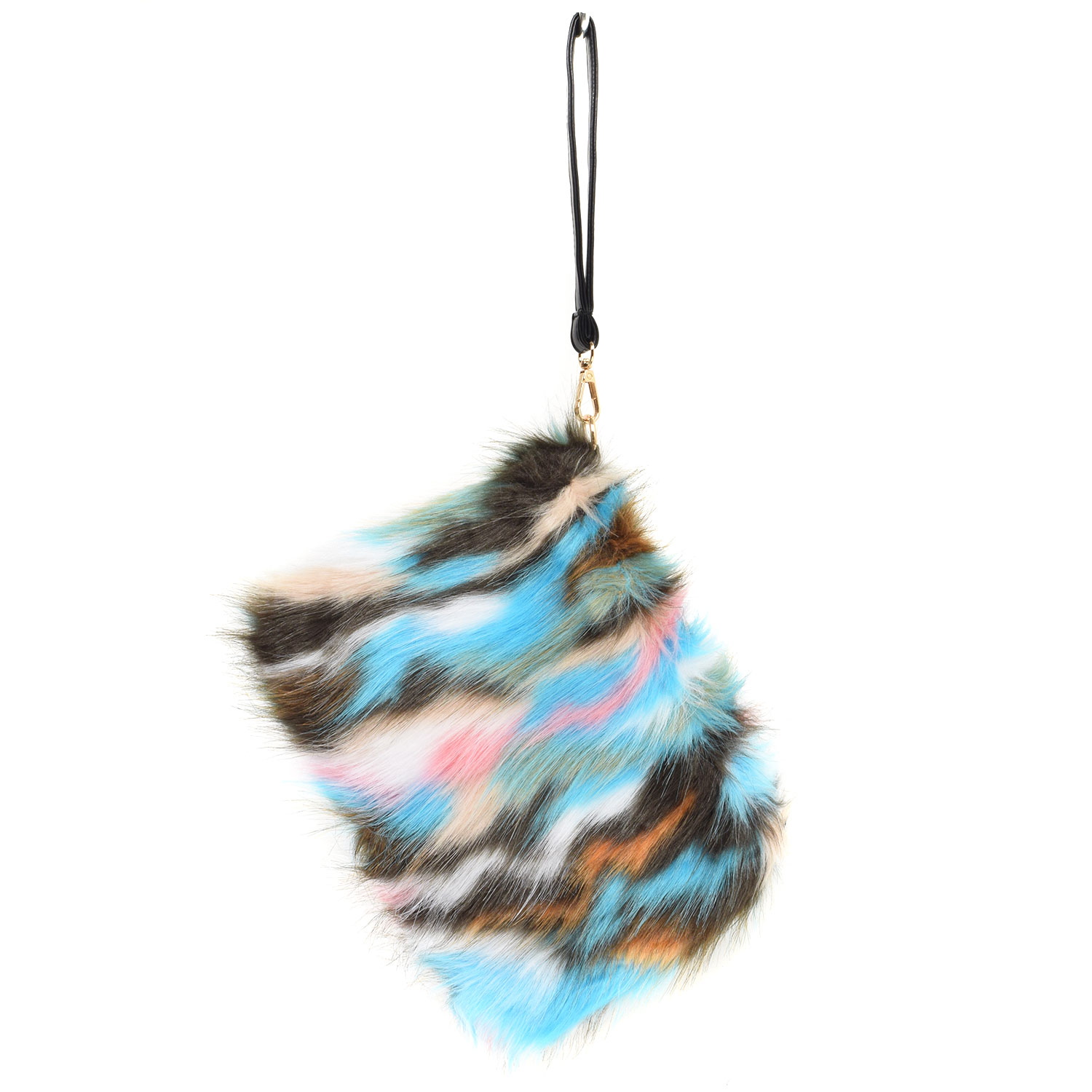 Furry Clutch Multicolour Braun