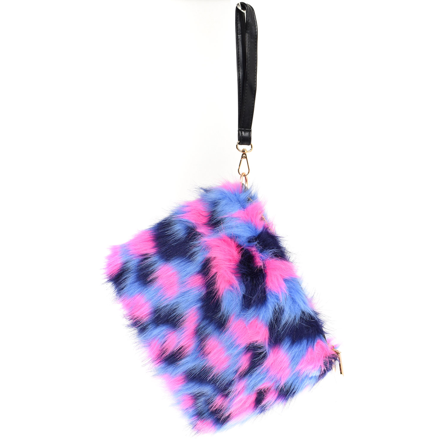 Voila Furry Clutch Multicolour Blue