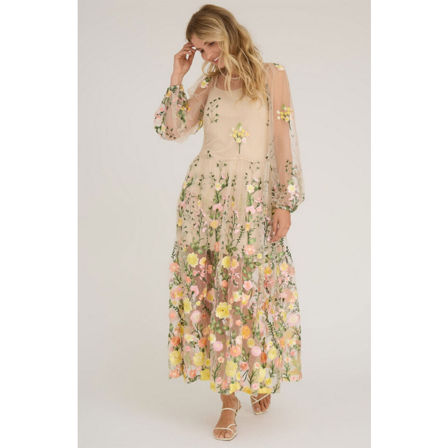 A-View Fuschia Kleid Sand Yellow