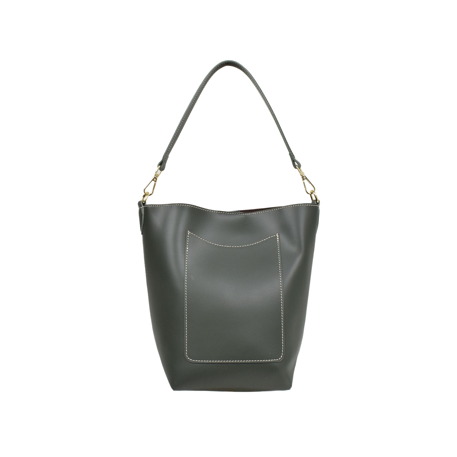 La Garçonne Accessoires Giselle Tasche aus dunkelgrünem Glattleder mit abnhembaren Riemen von La Garçonne. Hinten