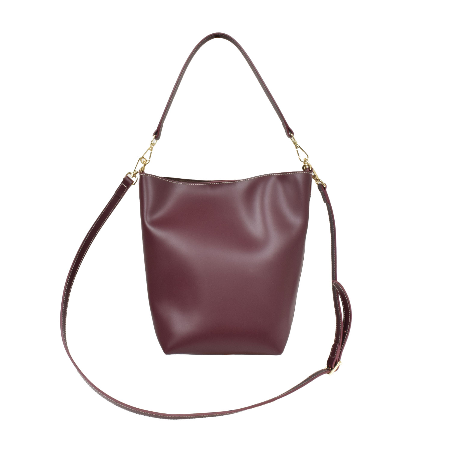 La Garçonne Accessoires Giselle Tasche aus bordeauxrotem Glattleder mit abnhembaren Riemen von La Garçonne. Vorne