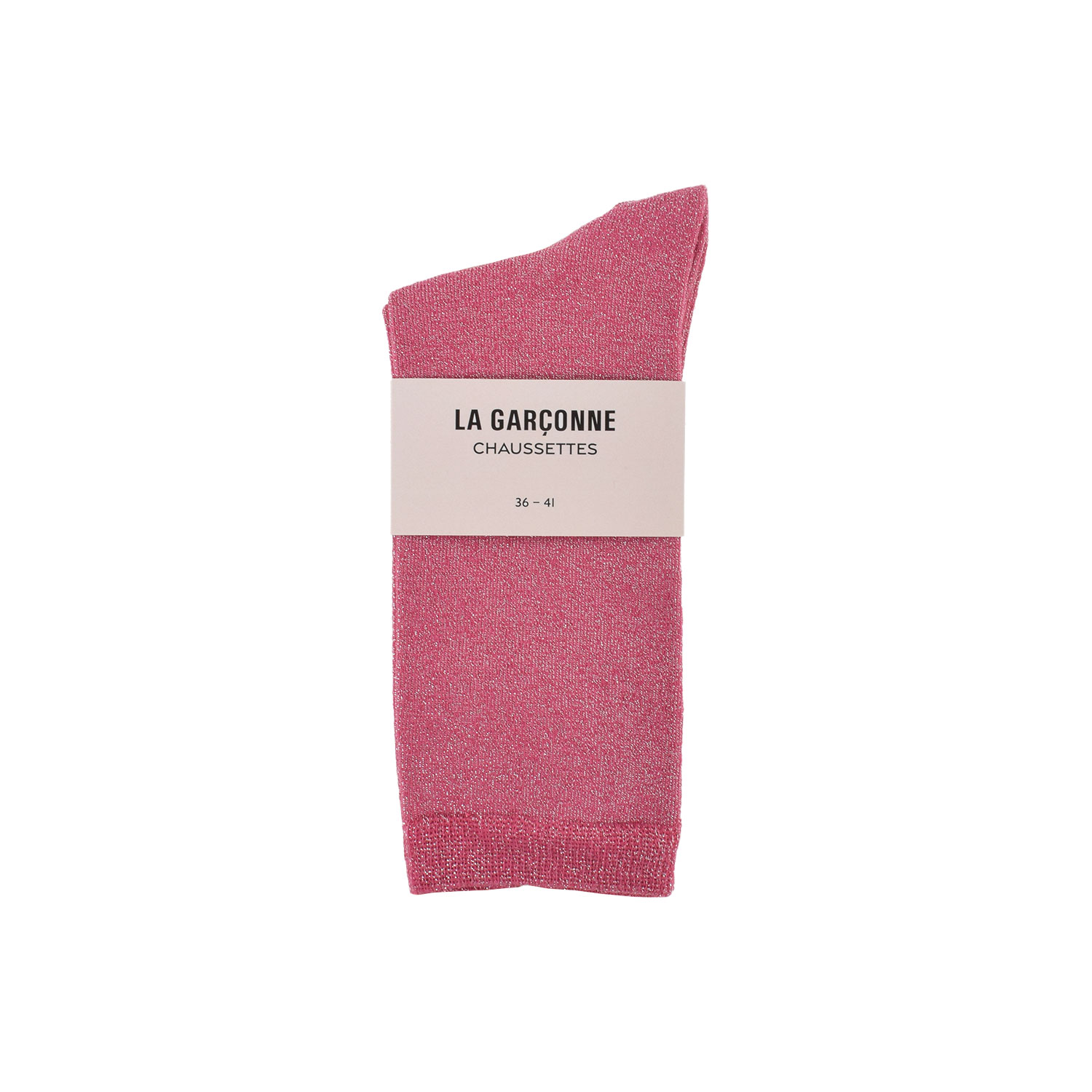 La Garçonne Accessoires Shiny Glitzer Socken Fuchsia