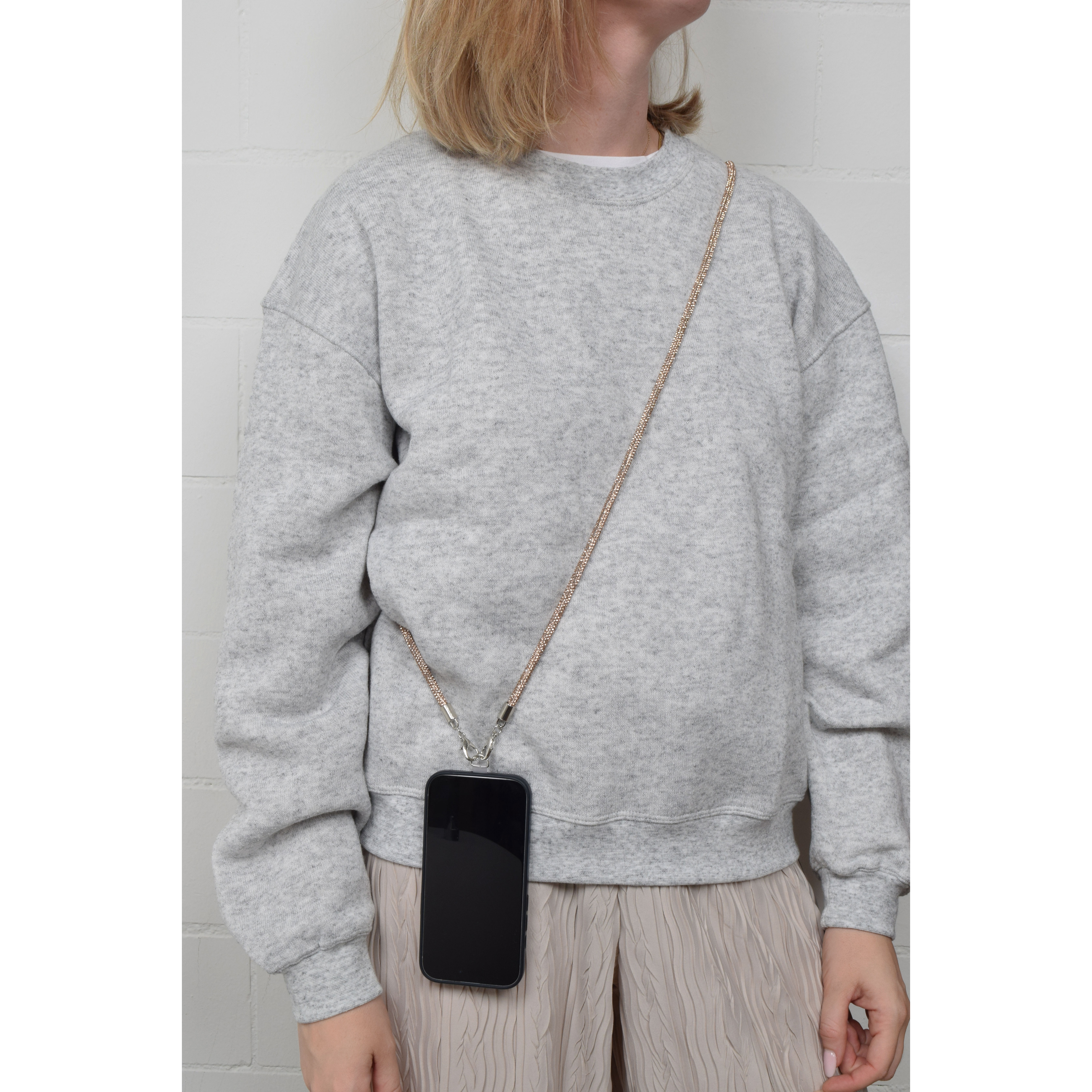 La Garçonne Accessoires Glitzer Handykette Champagner