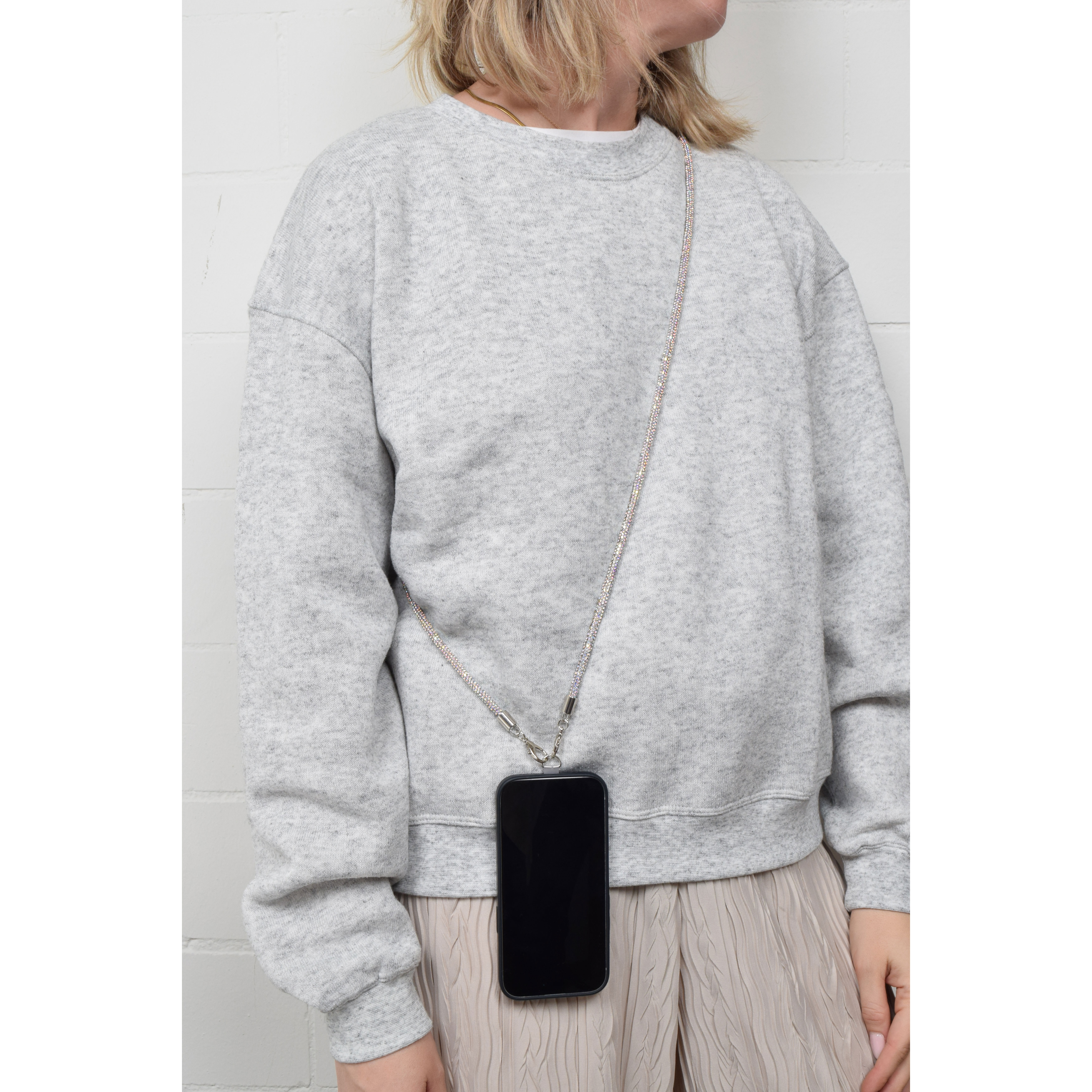 La Garçonne Accessoires Glitzer Handykette Perlmut