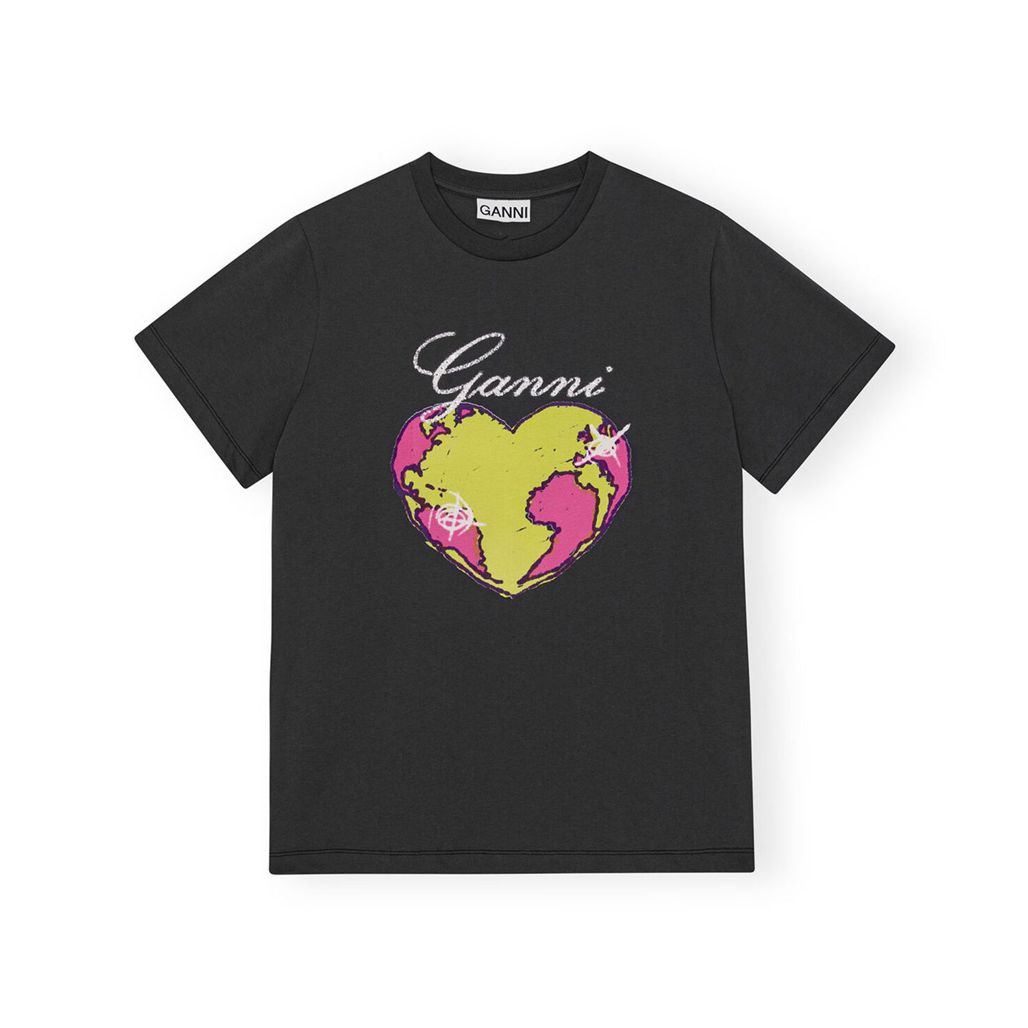 Ganni Heart Relaxed T-Shirt Volcanic Ash