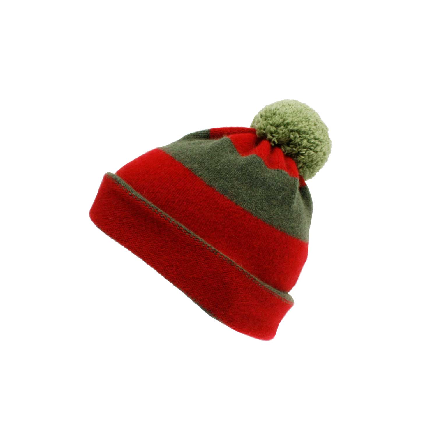 La Garçonne Accessoires La Garçonne Accessoires Wollmütze Grün Bordeaux Mehrfarbig seitlich