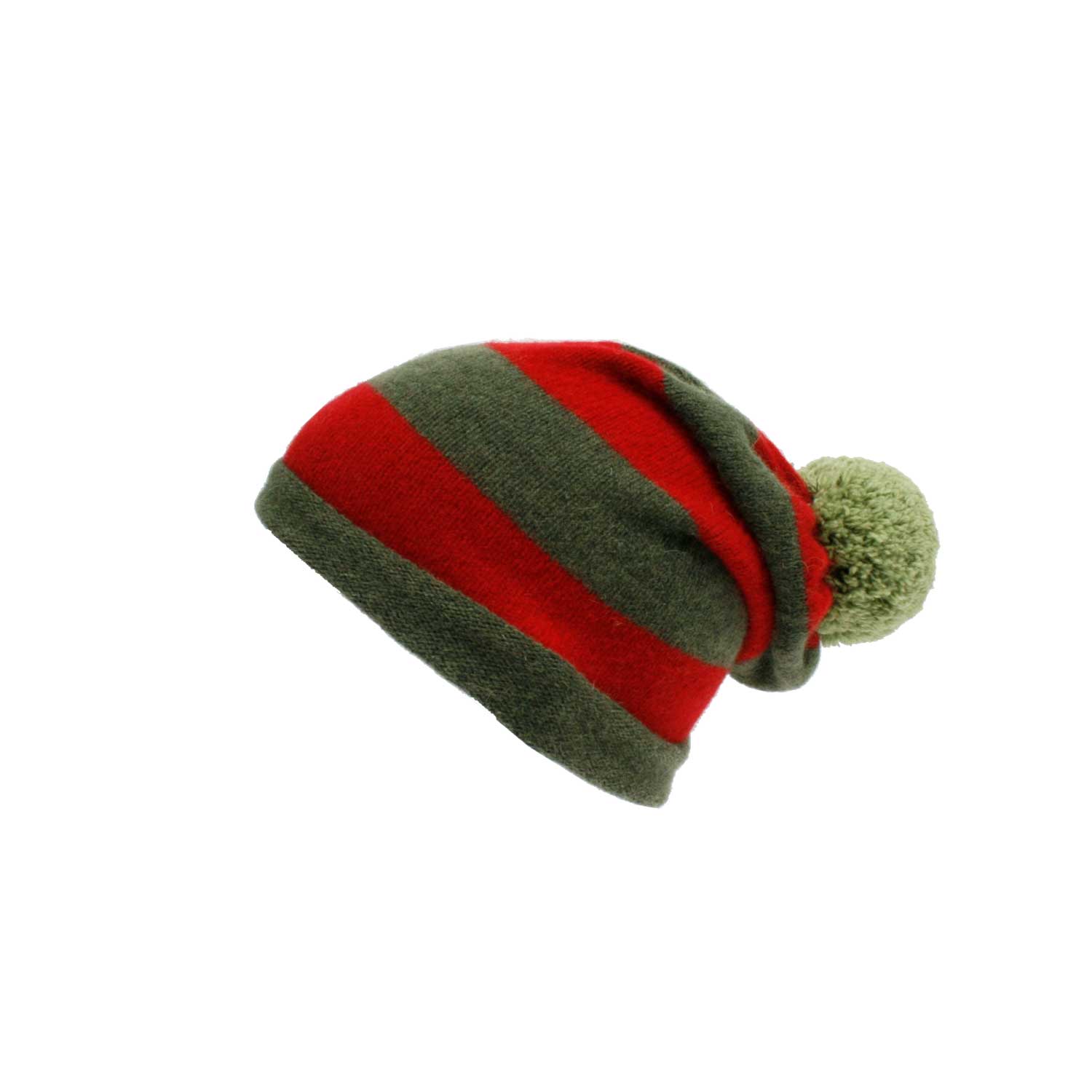 La Garçonne Accessoires La Garçonne Accessoires Wollmütze Grün Bordeaux Mehrfarbig seitlich