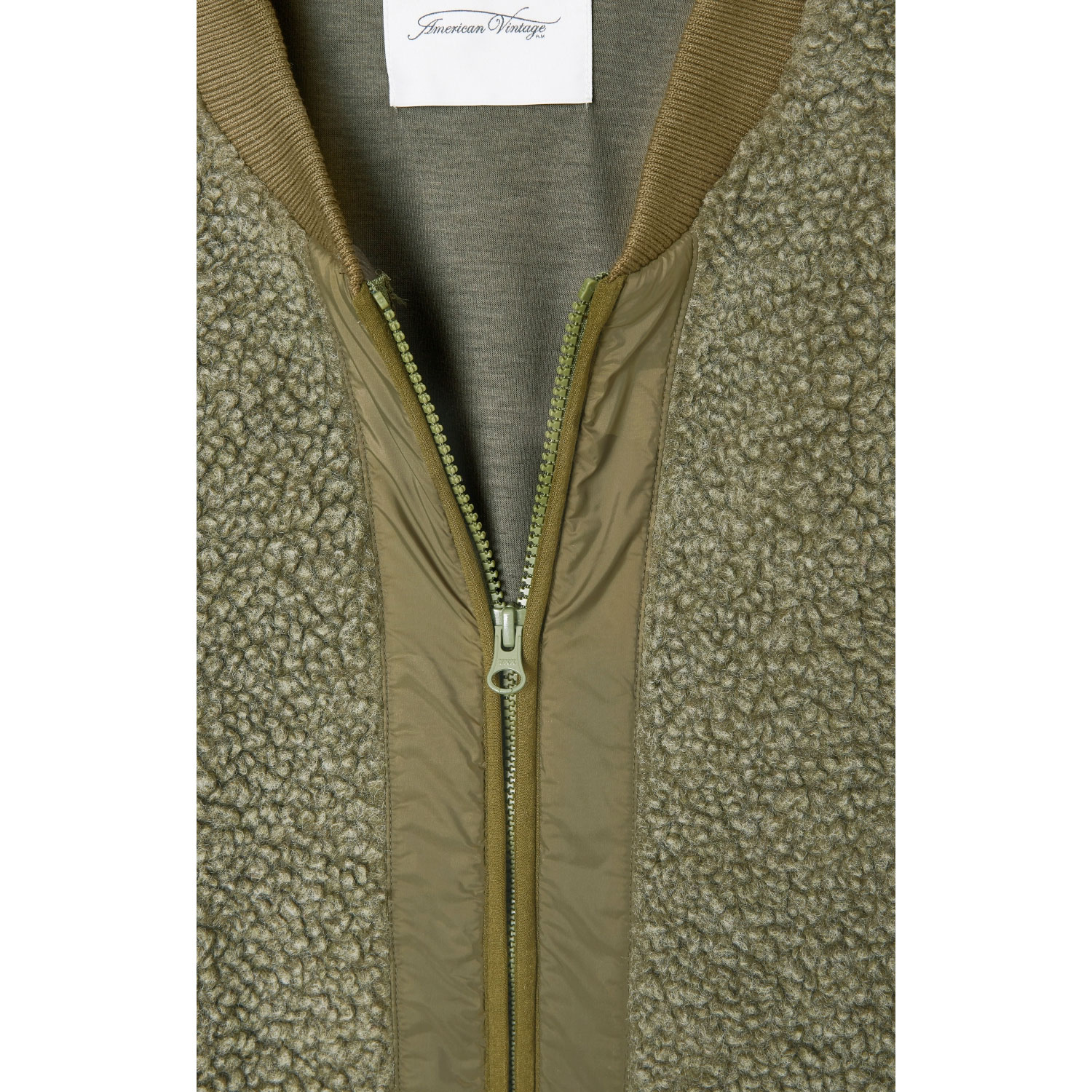 American Vintage Hoktown American Vintage Fleecejacke Olivegrün detail